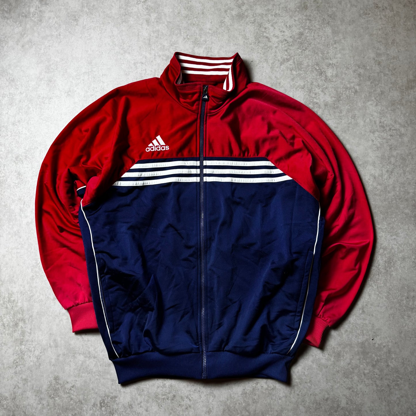 Navy Adidas Vintage Zip Up Hoodie - M