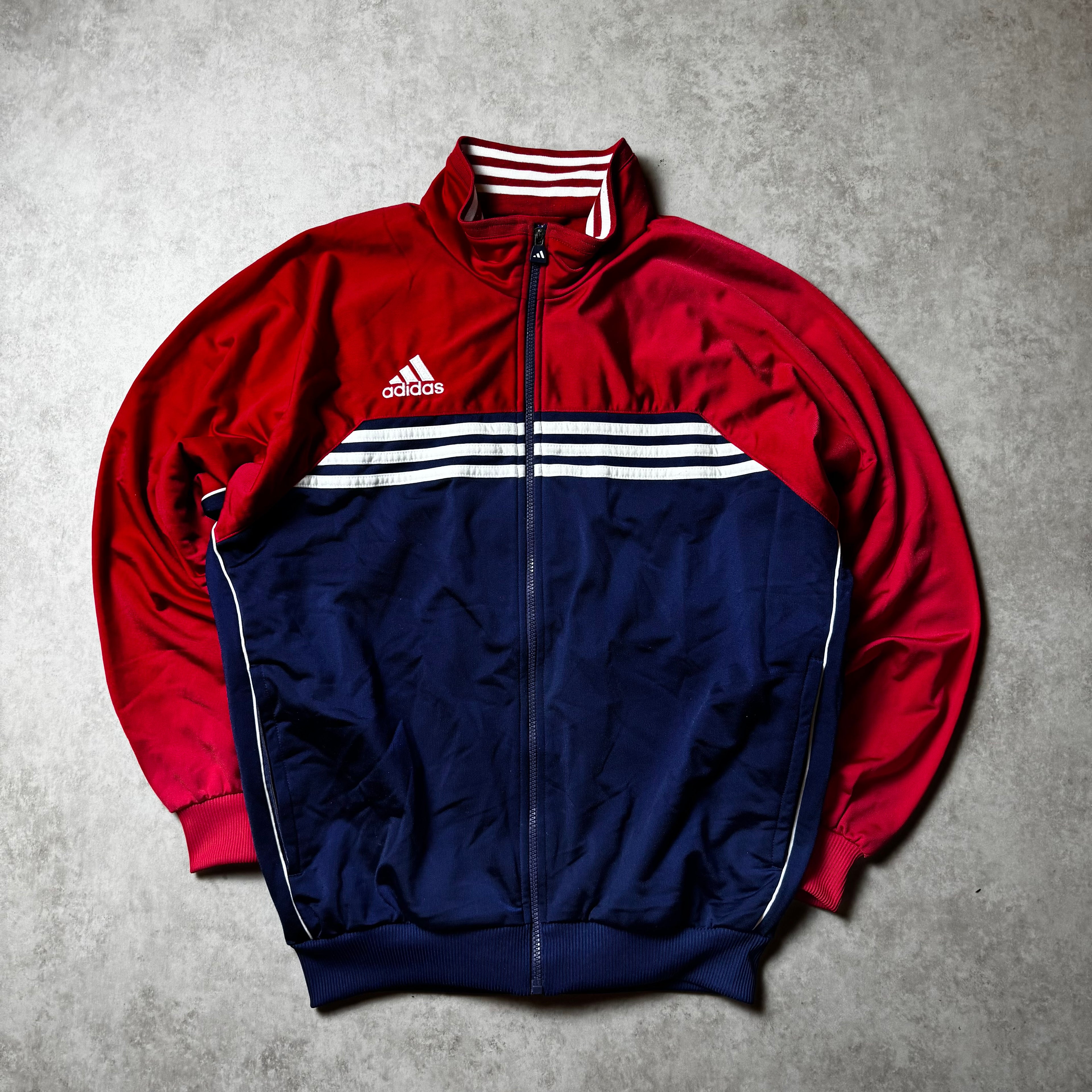 Navy Adidas Vintage Zip Up Hoodie - M