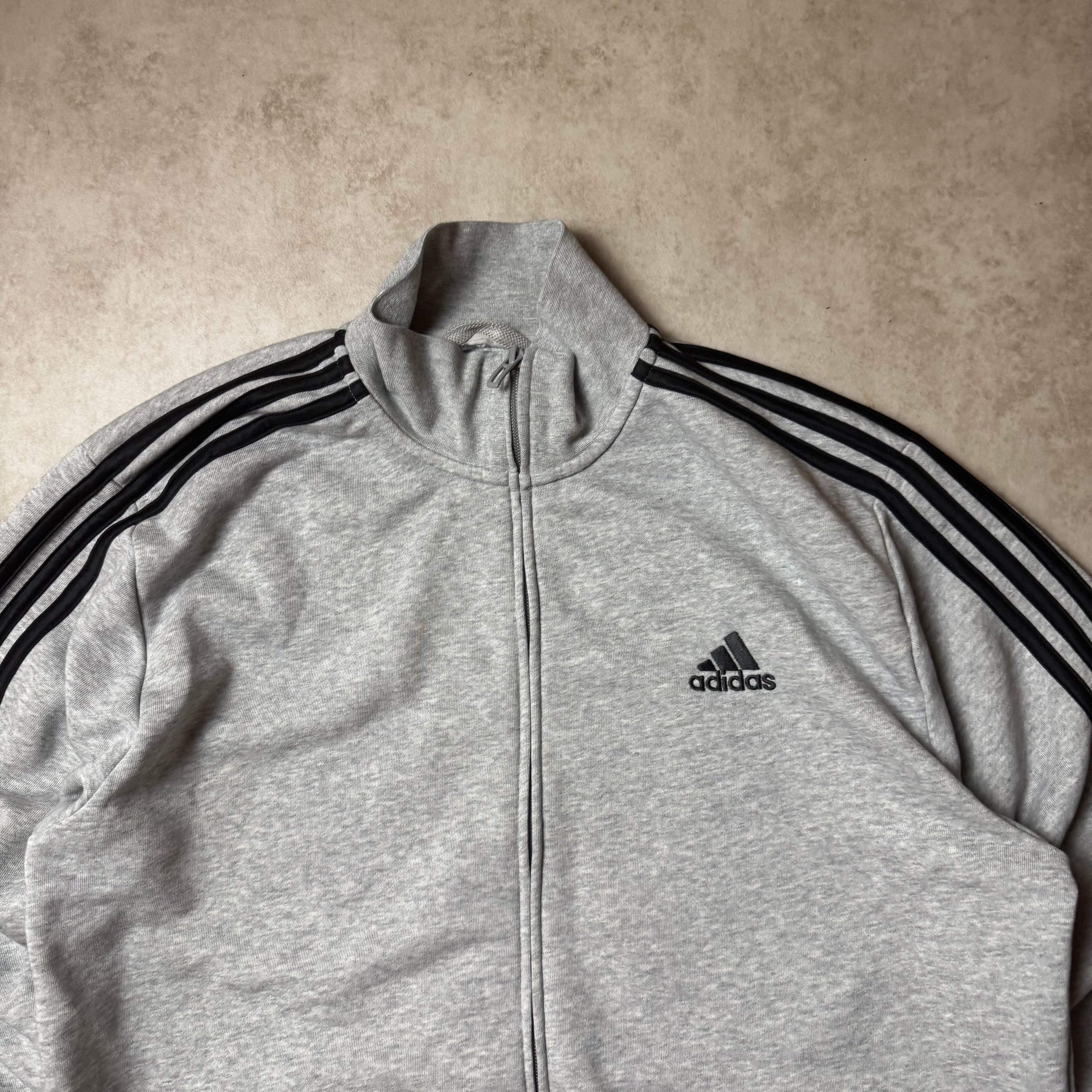 Gray Adidas Zip Up Hoodie - M