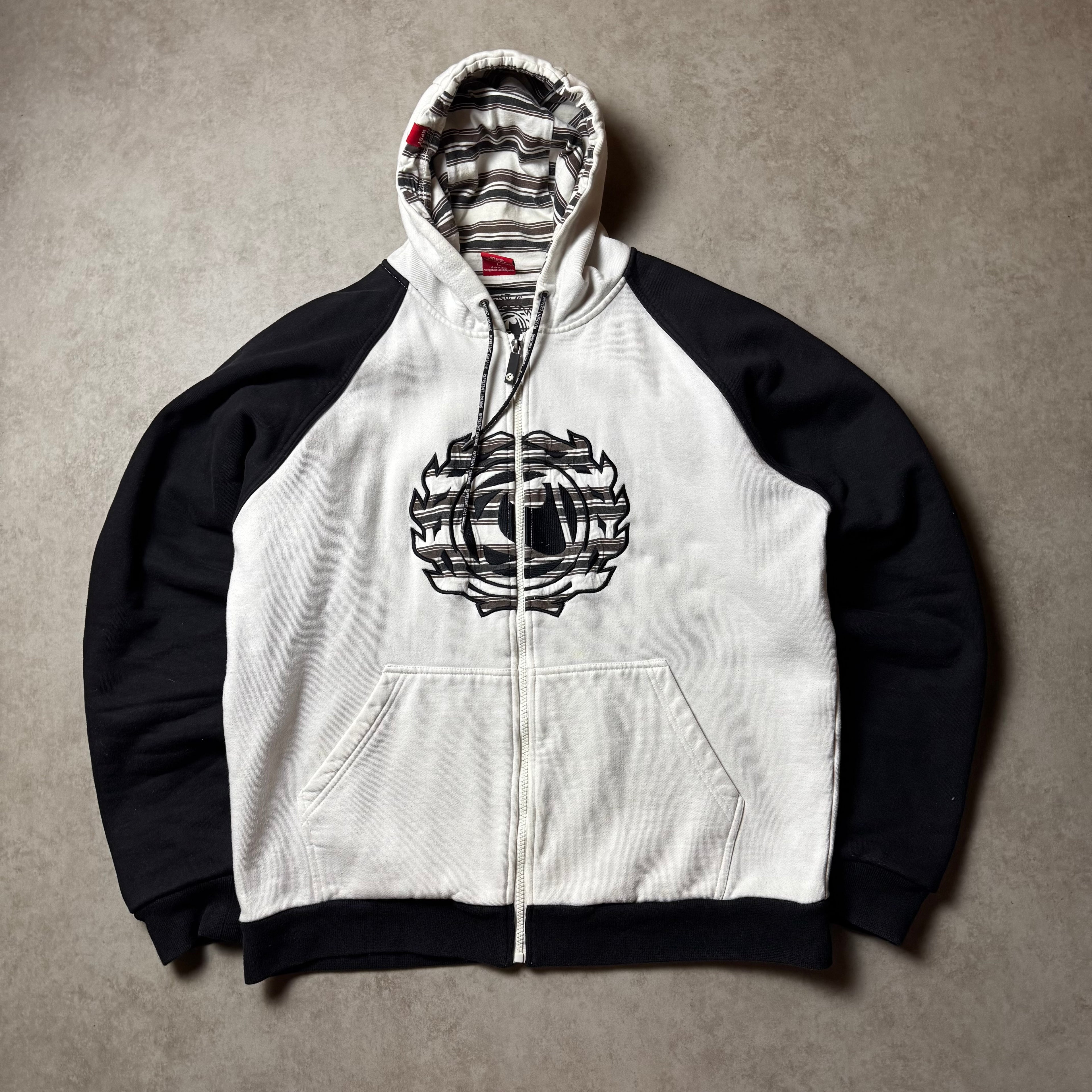 White Vintage y2k Baggy Zip Up Hoodie - L