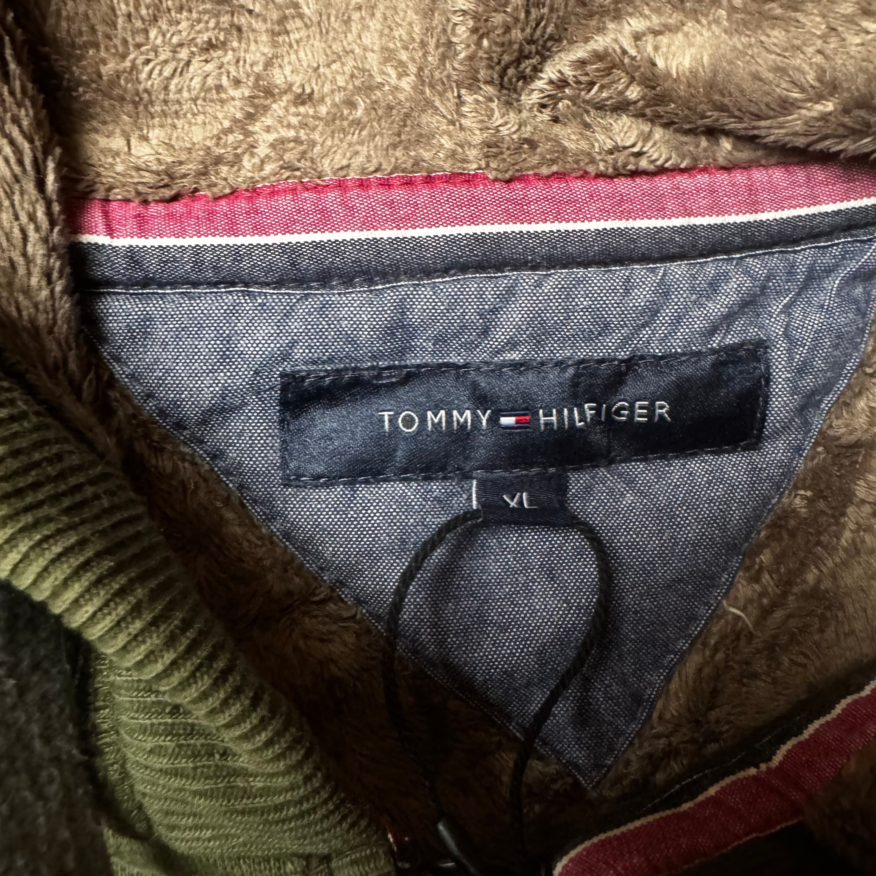 Dark Green Tommy Hilfiger Fur Hoodie - Size XL