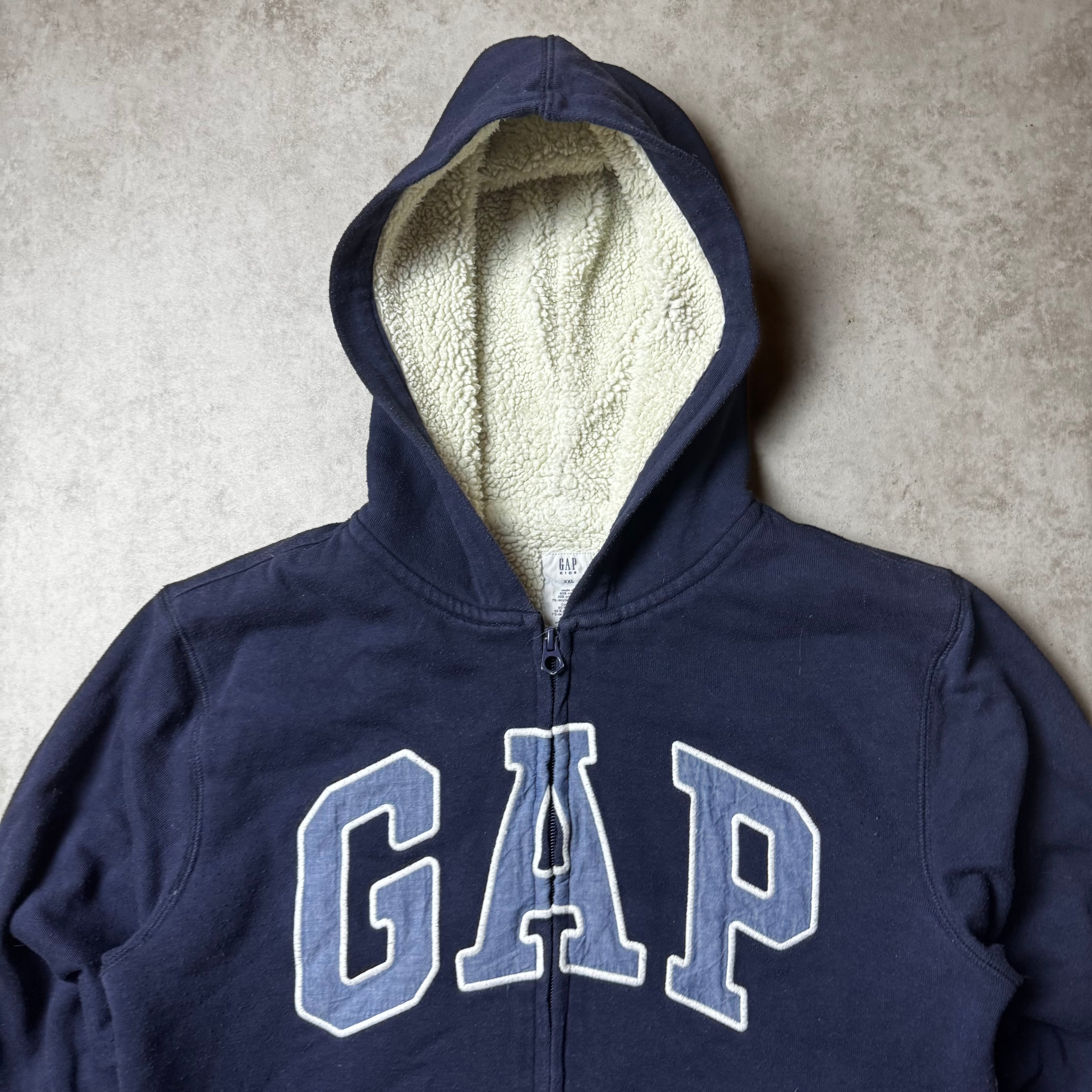 Navy GAP Zip Up Fur Hoodie - XXL (XS)