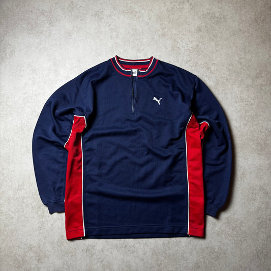 Navy Puma Vintage Quarter Zip - M