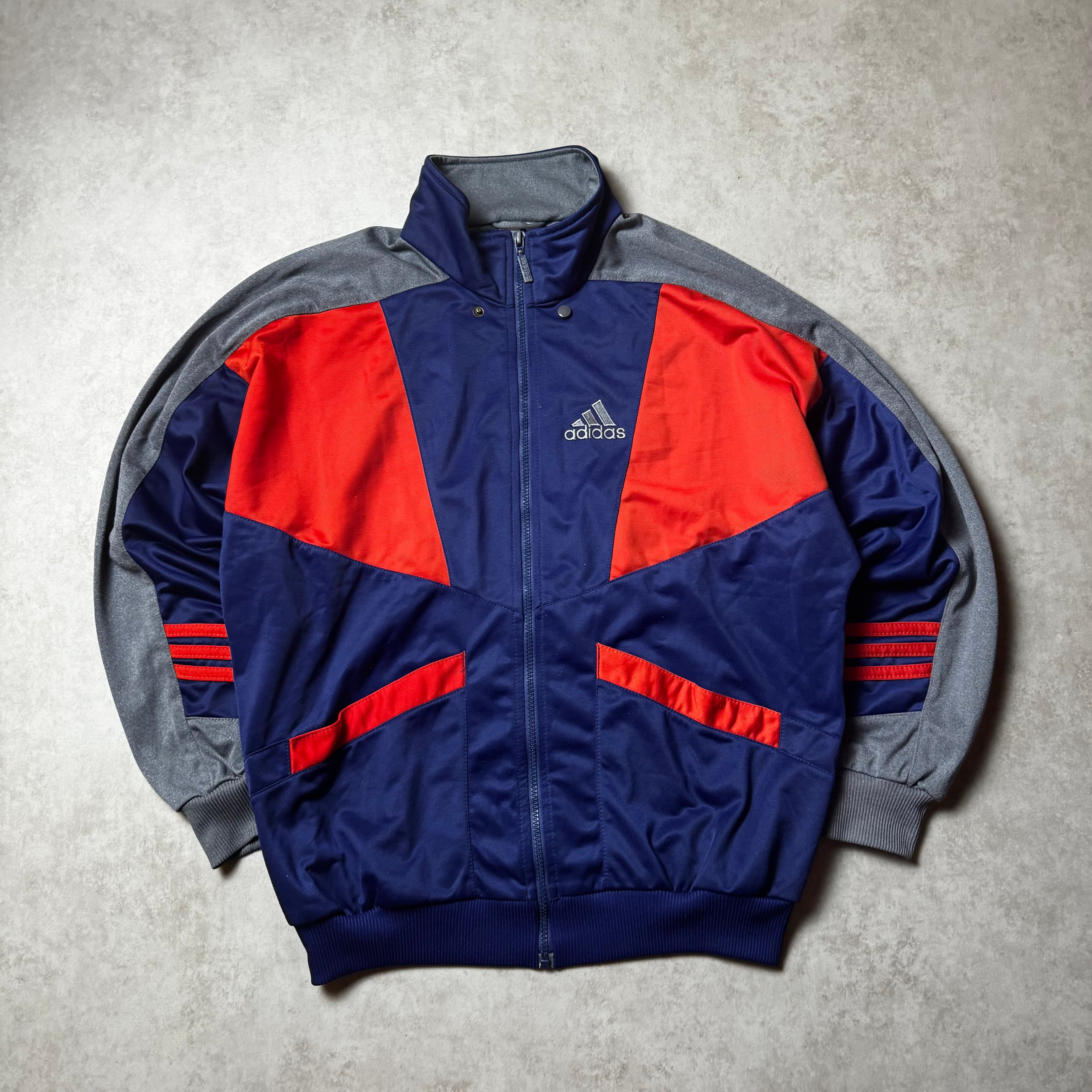Navy Adidas Vintage Zip Up Hoodie - M