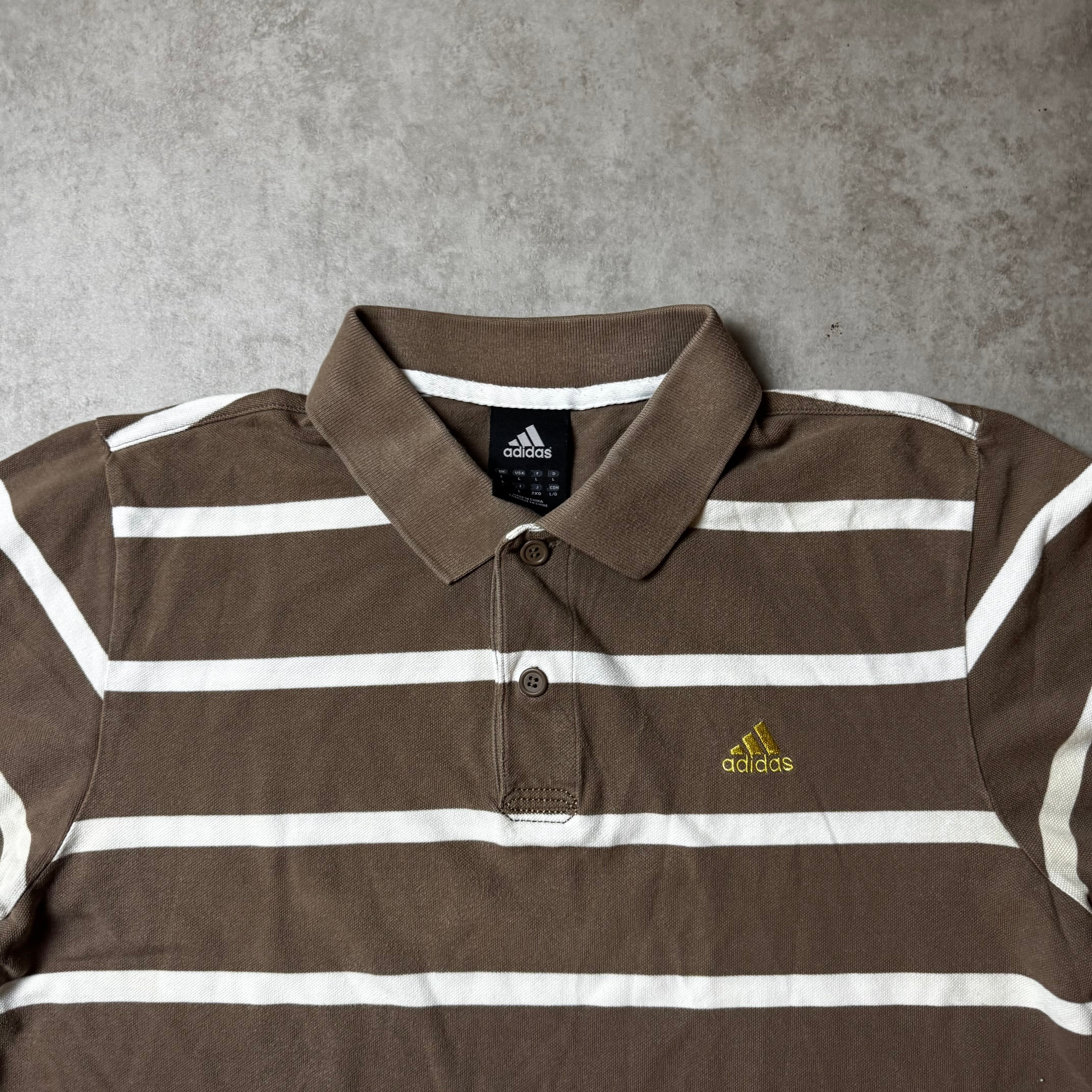 Brown Vintage Adidas Polo Shirt - L