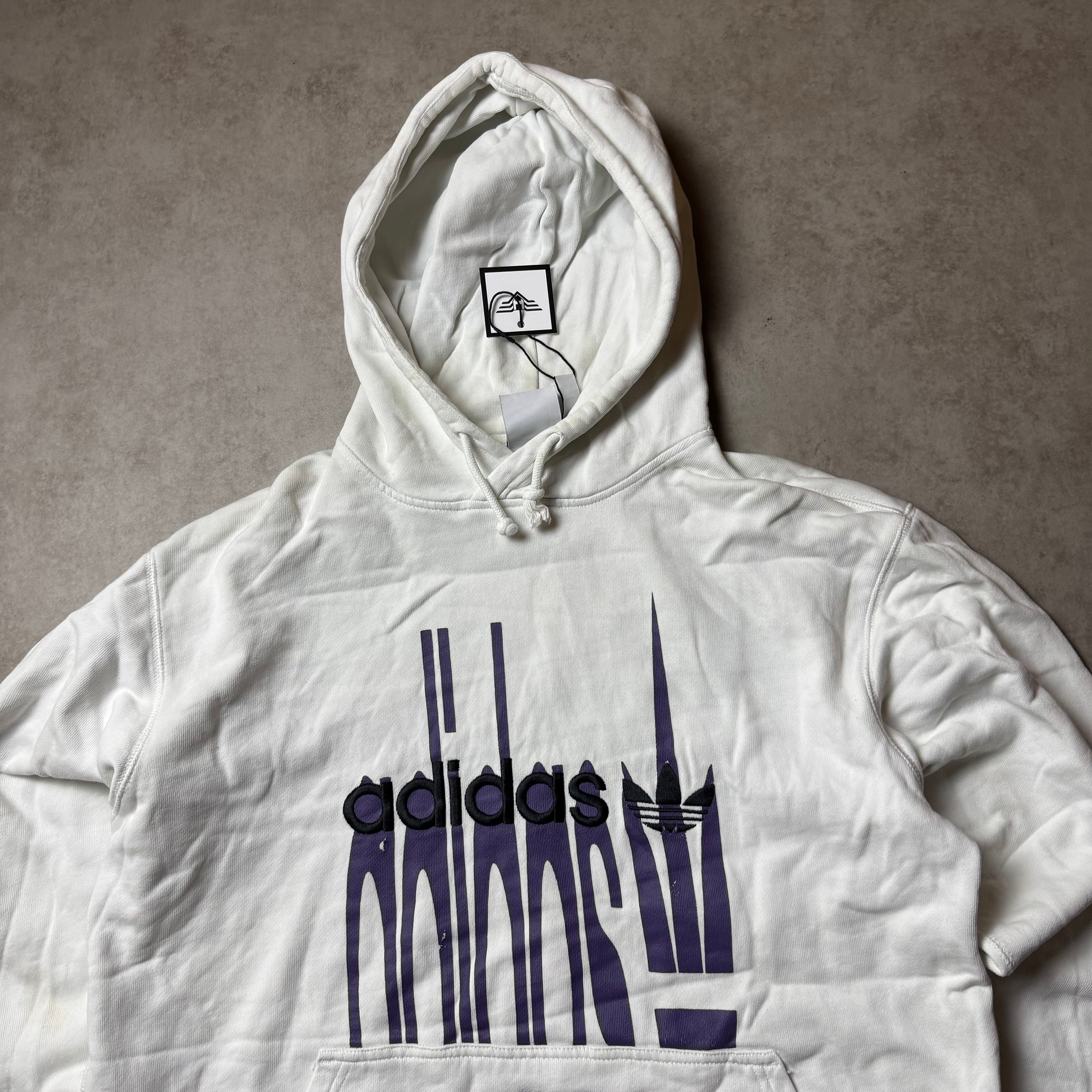 White Adidas Graphic Hoodie - M