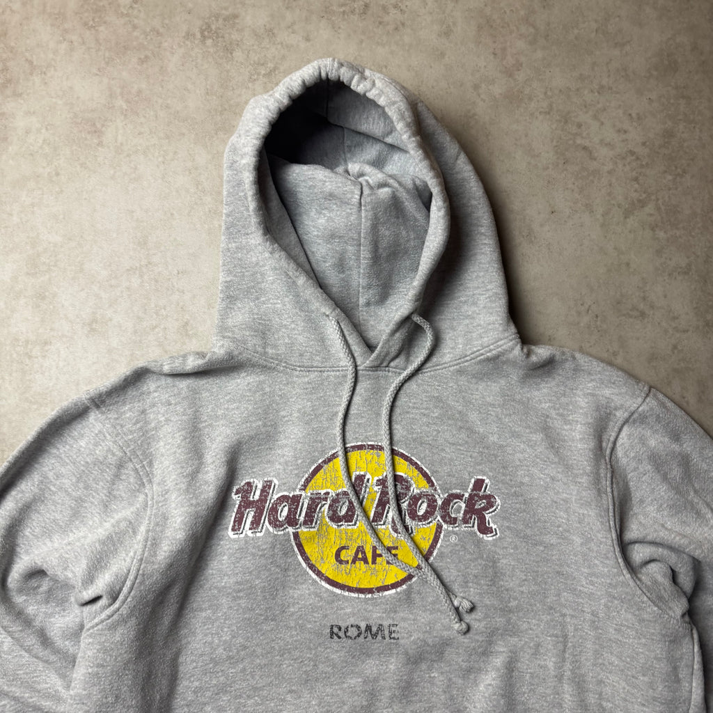 Gray Cropped Hard Rock Café Hoodie - L
