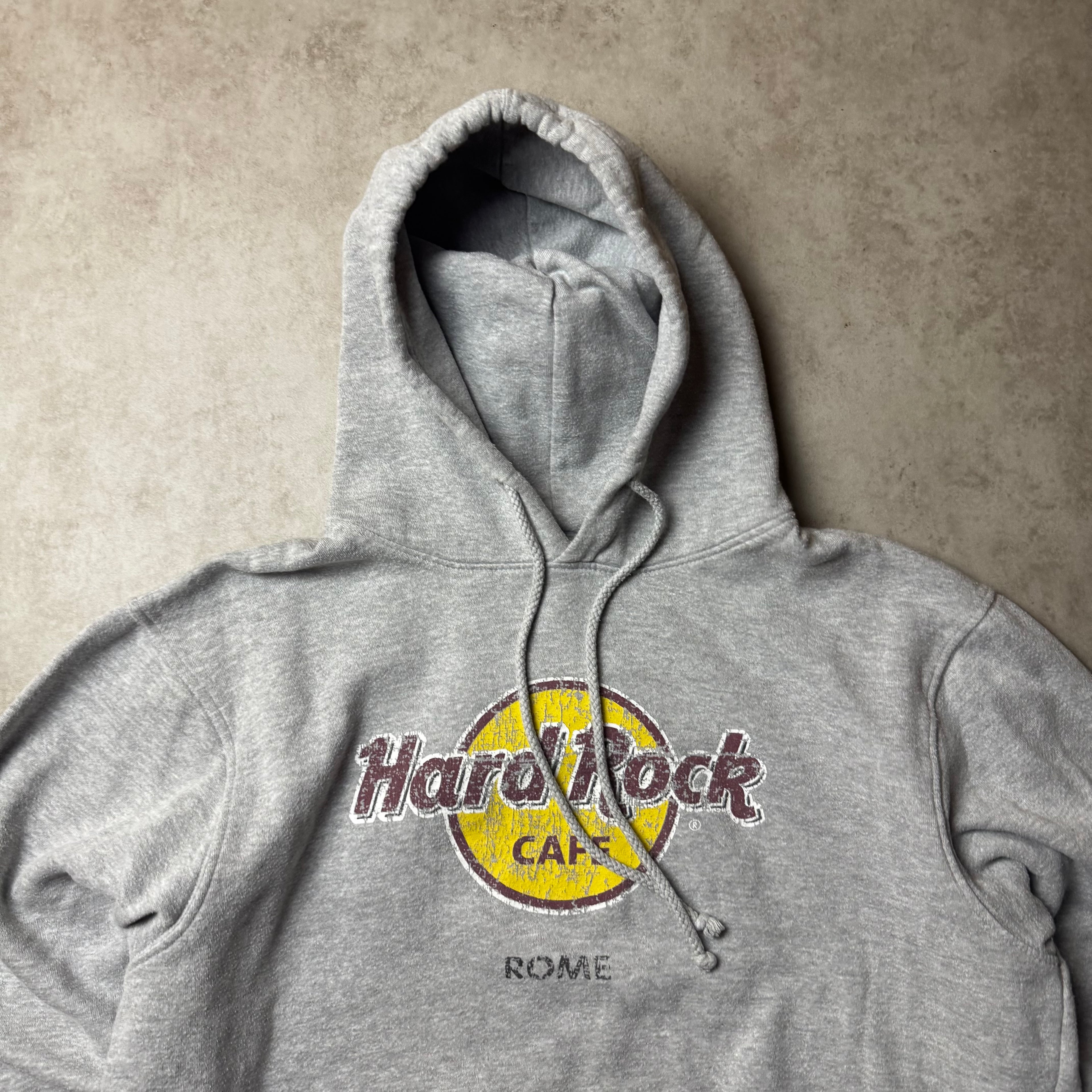 Gray Cropped Hard Rock Café Hoodie - L