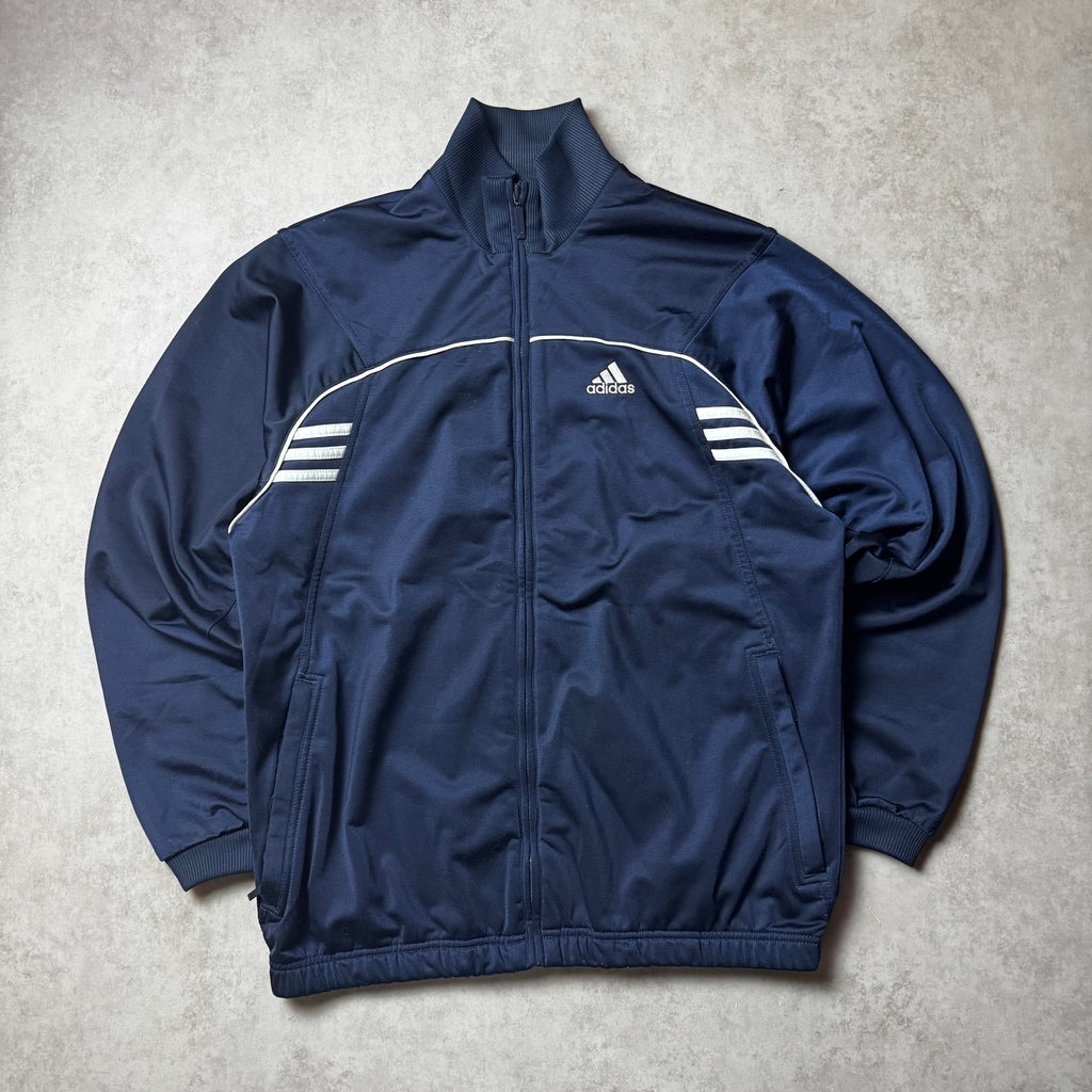 Navy Adidas Vintage Zip Up Hoodie - M
