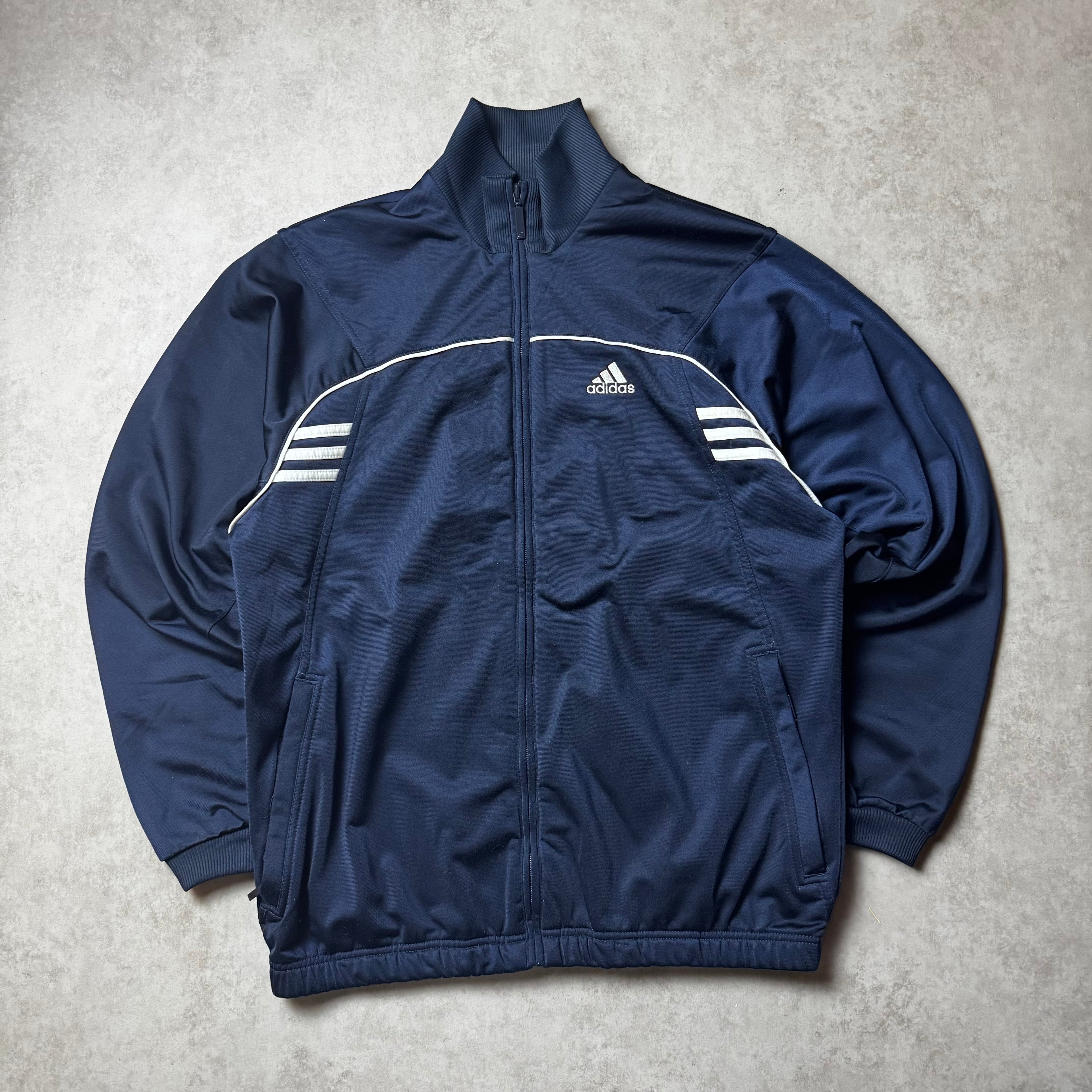 Navy Adidas Vintage Zip Up Hoodie - M