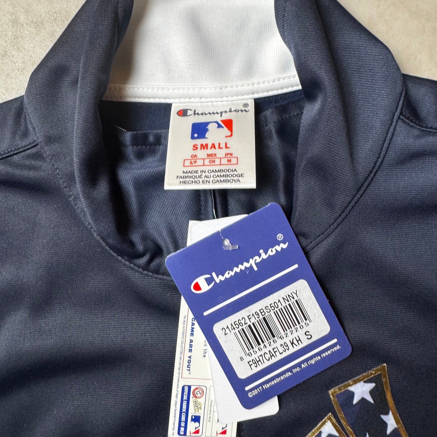 Navy Champion Yankee Zip Up Hoodie - S