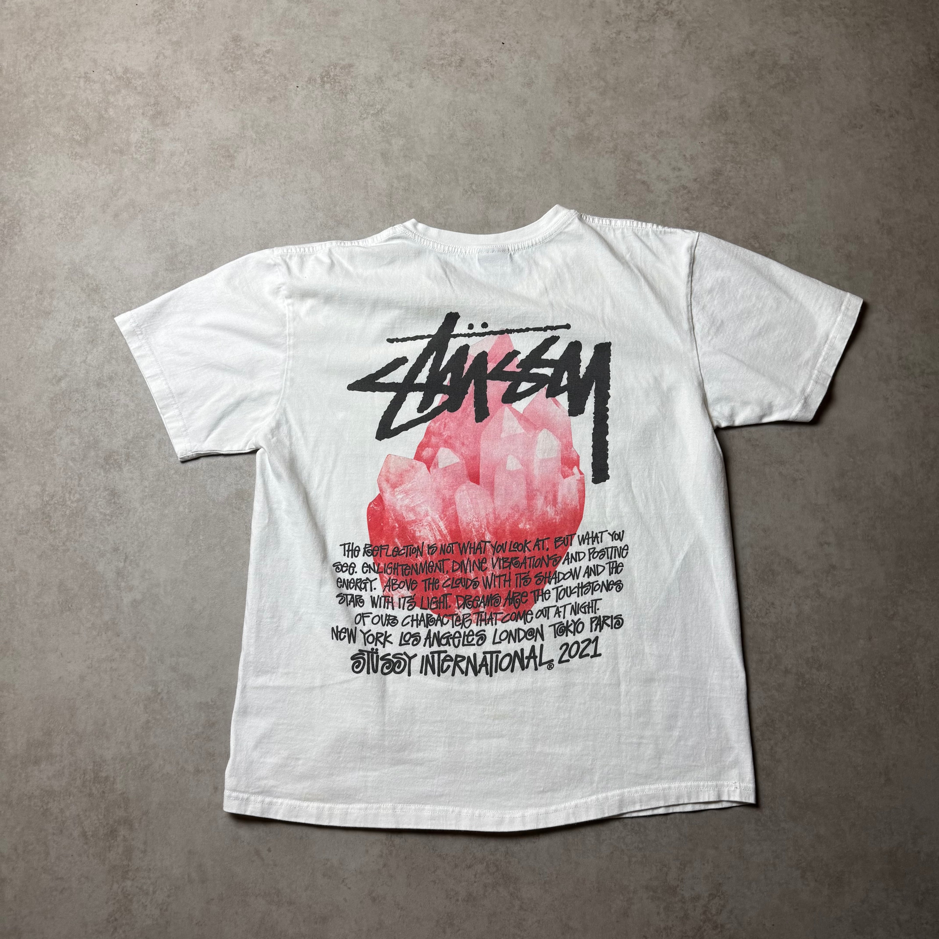 White Stüssy Graphic Tee - M