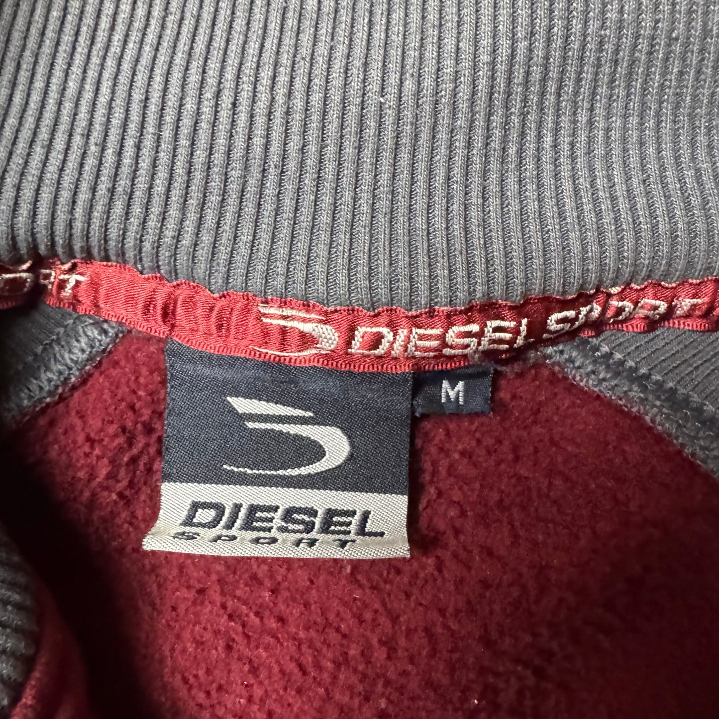 Dark Red Vintage Diesel Zip Up Hoodie - M