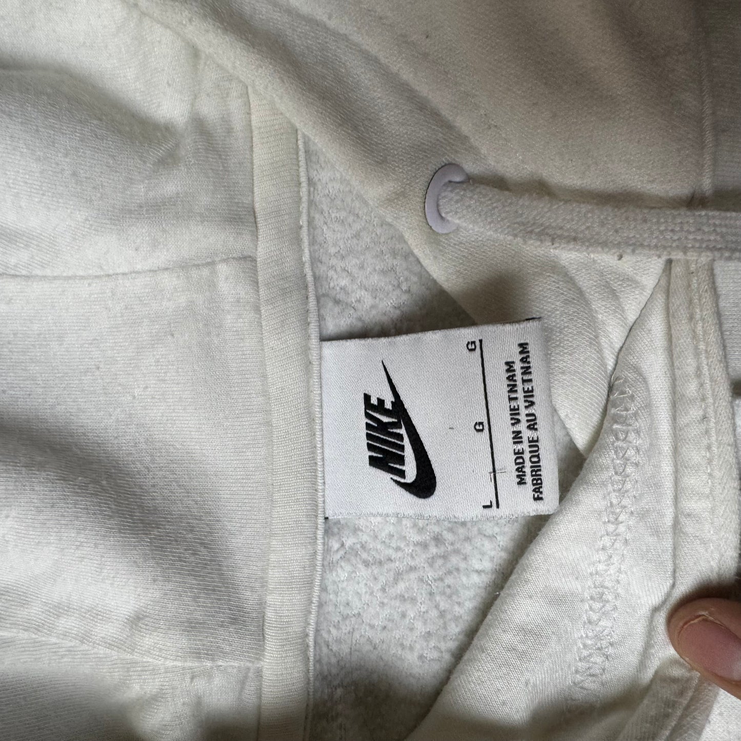 White Nike Spellout Hoodie - L
