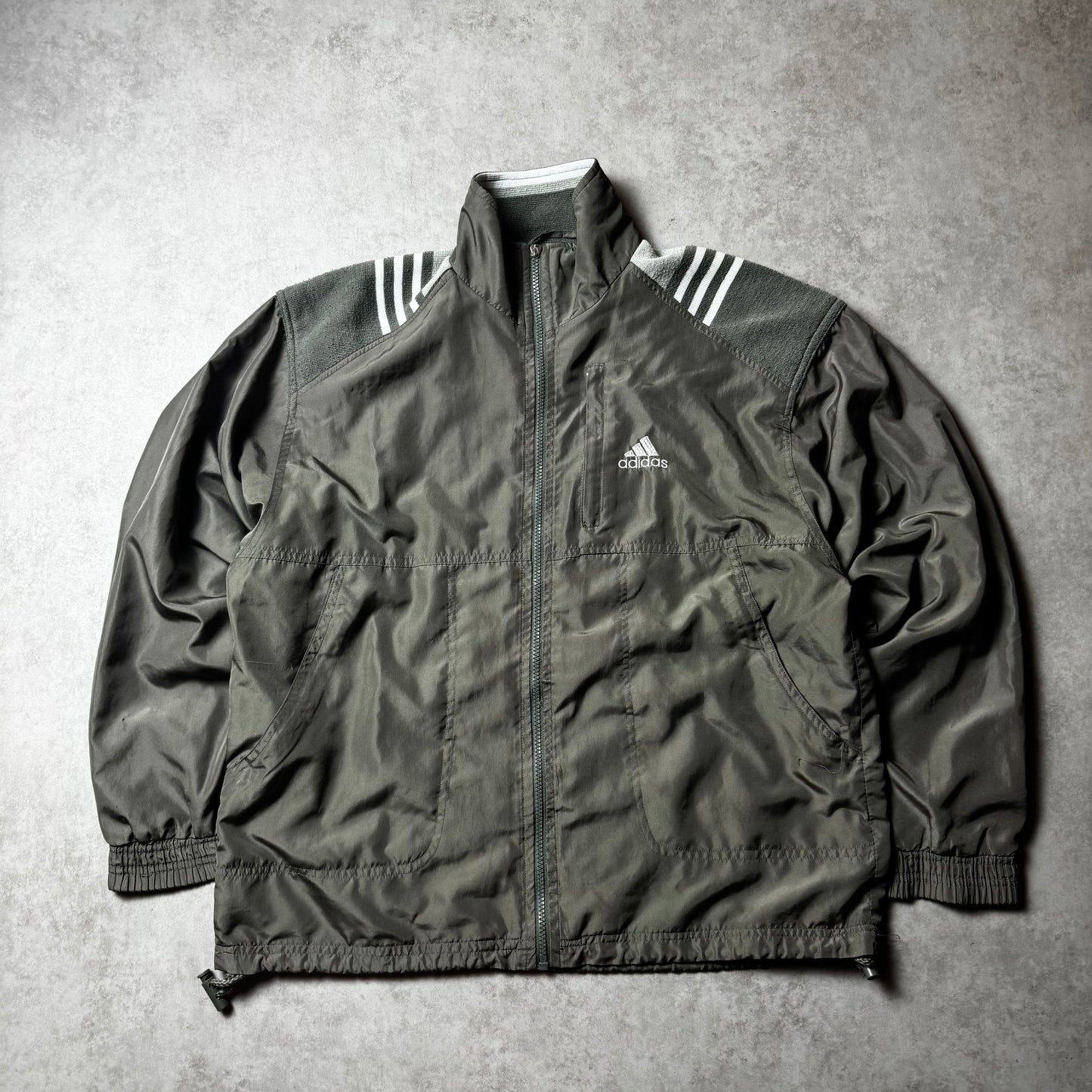Khaki Vintage Adidas Windbreaker - M