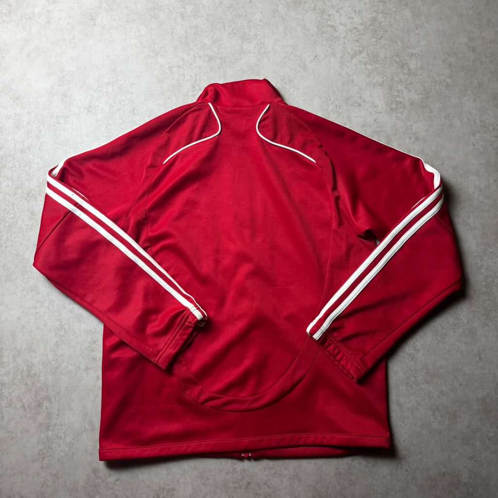 Red Adidas Zip Up Hoodie - L