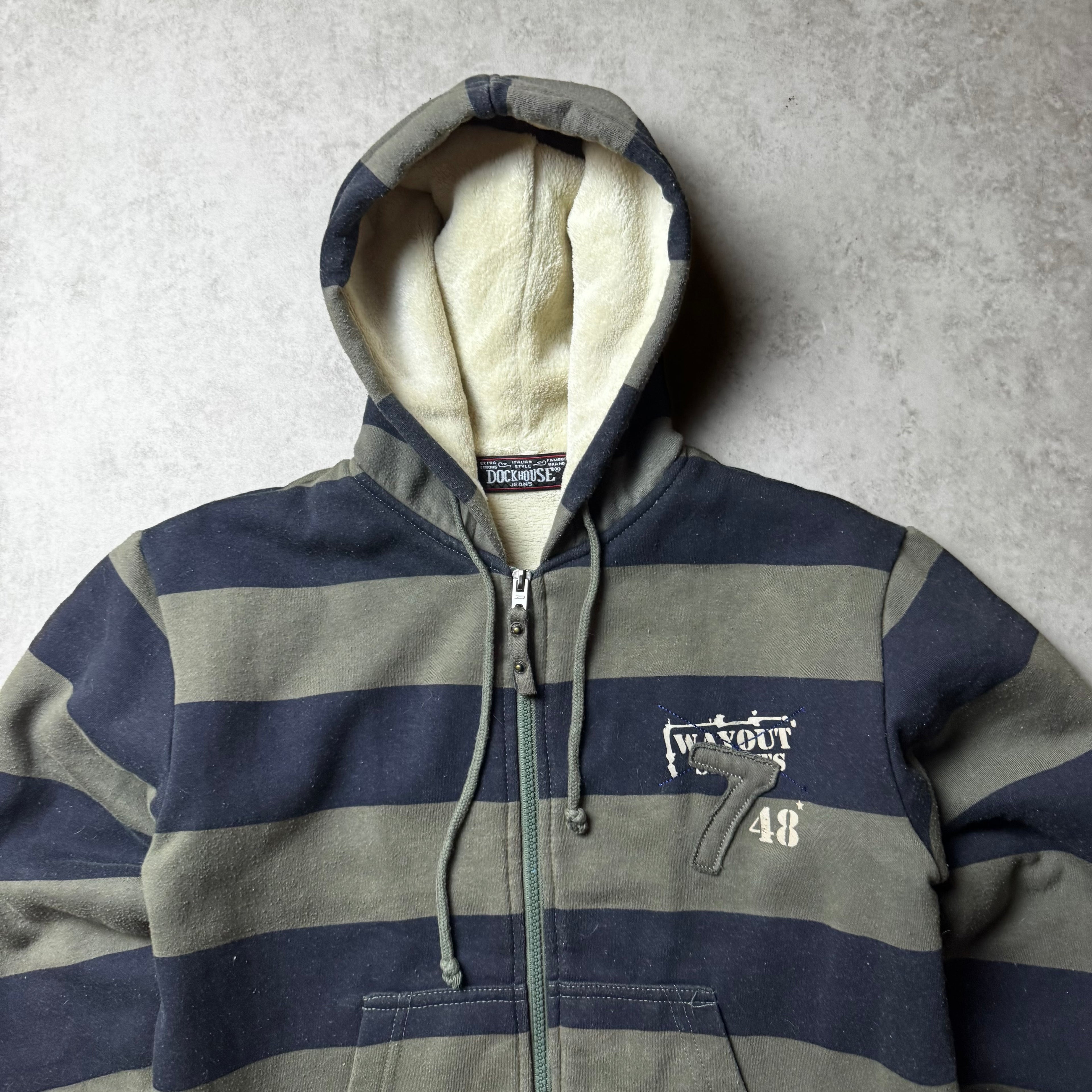 Green and Navy Clockhouse Zip Up Hoodie - S