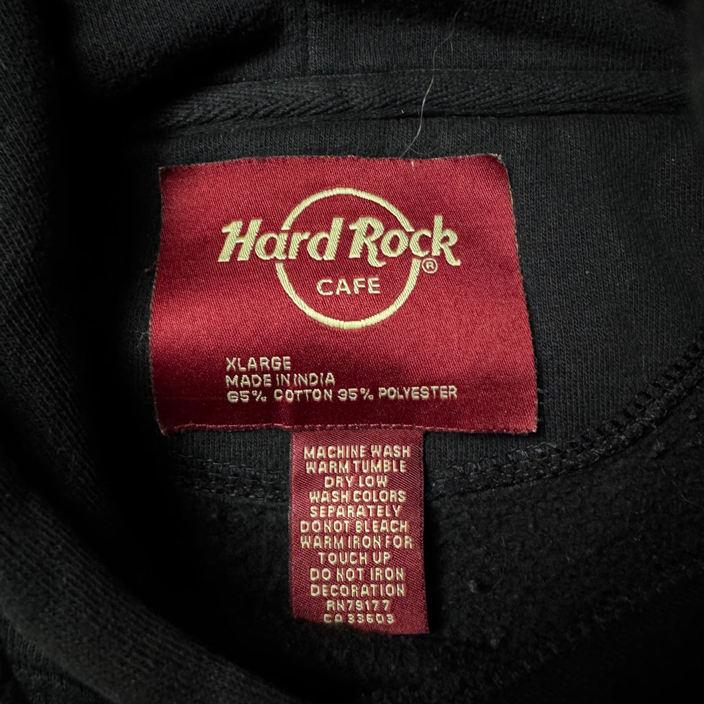 Black Baggy Cropped Hard Rock Café Hoodie - XL