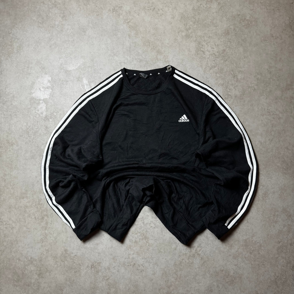 Black Adidas Three Stripes Sweatshirt - Size XXL