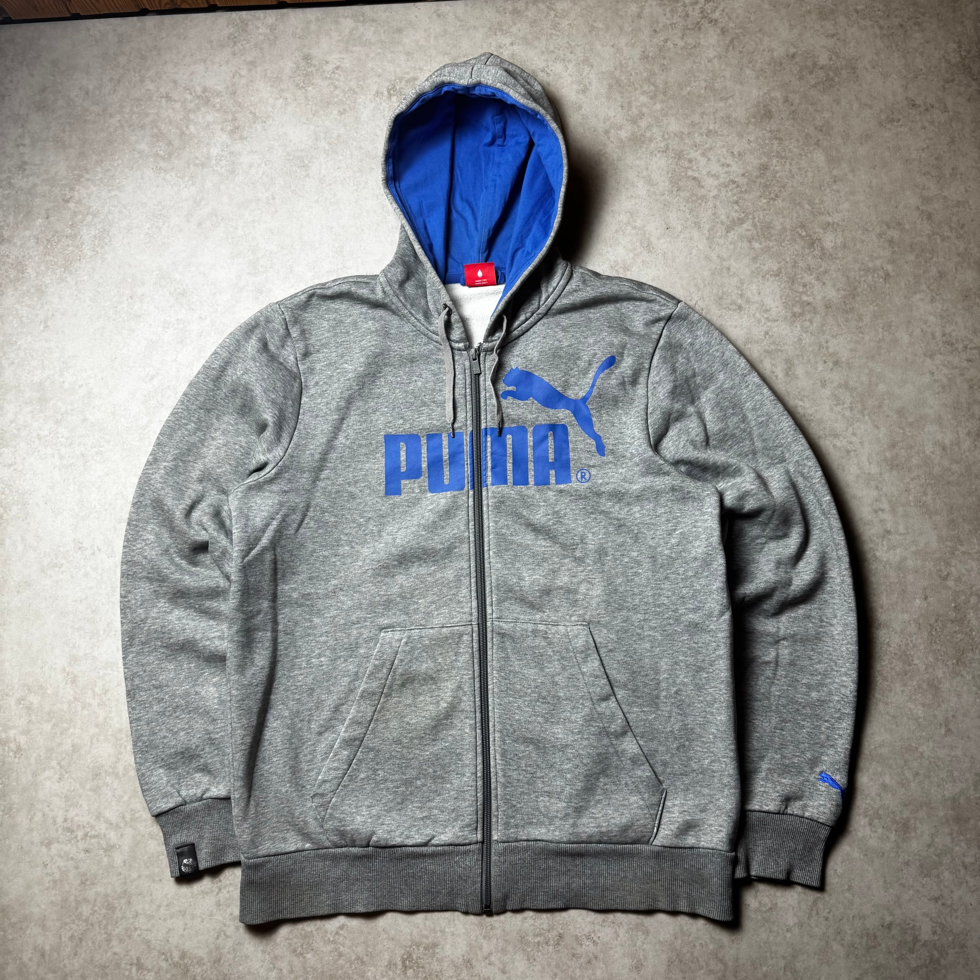 Gray Puma Vintage Zip Up Hoodie - L