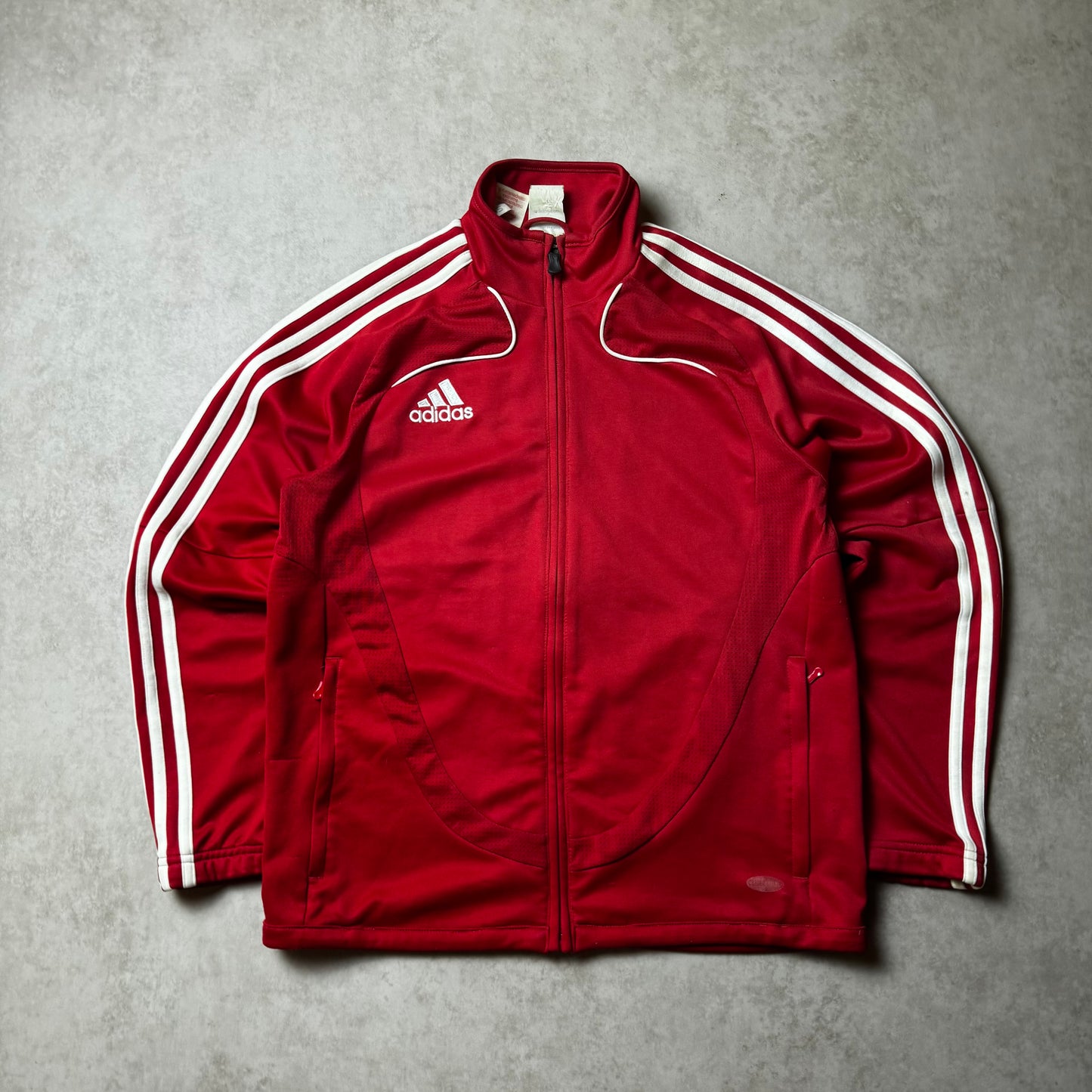 Red Adidas Vintage Zip Up Hoodie - L