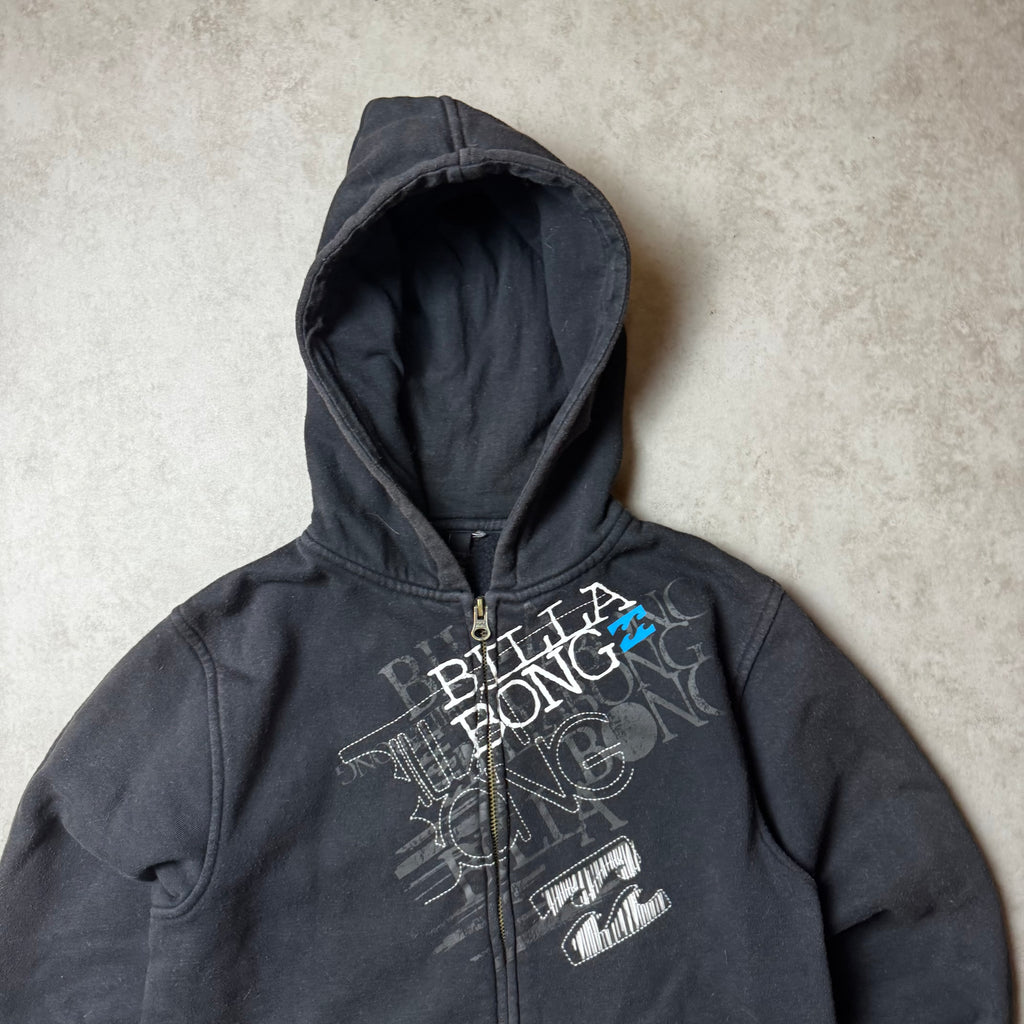 Black Billabong Vintage Zip Up Hoodie - S