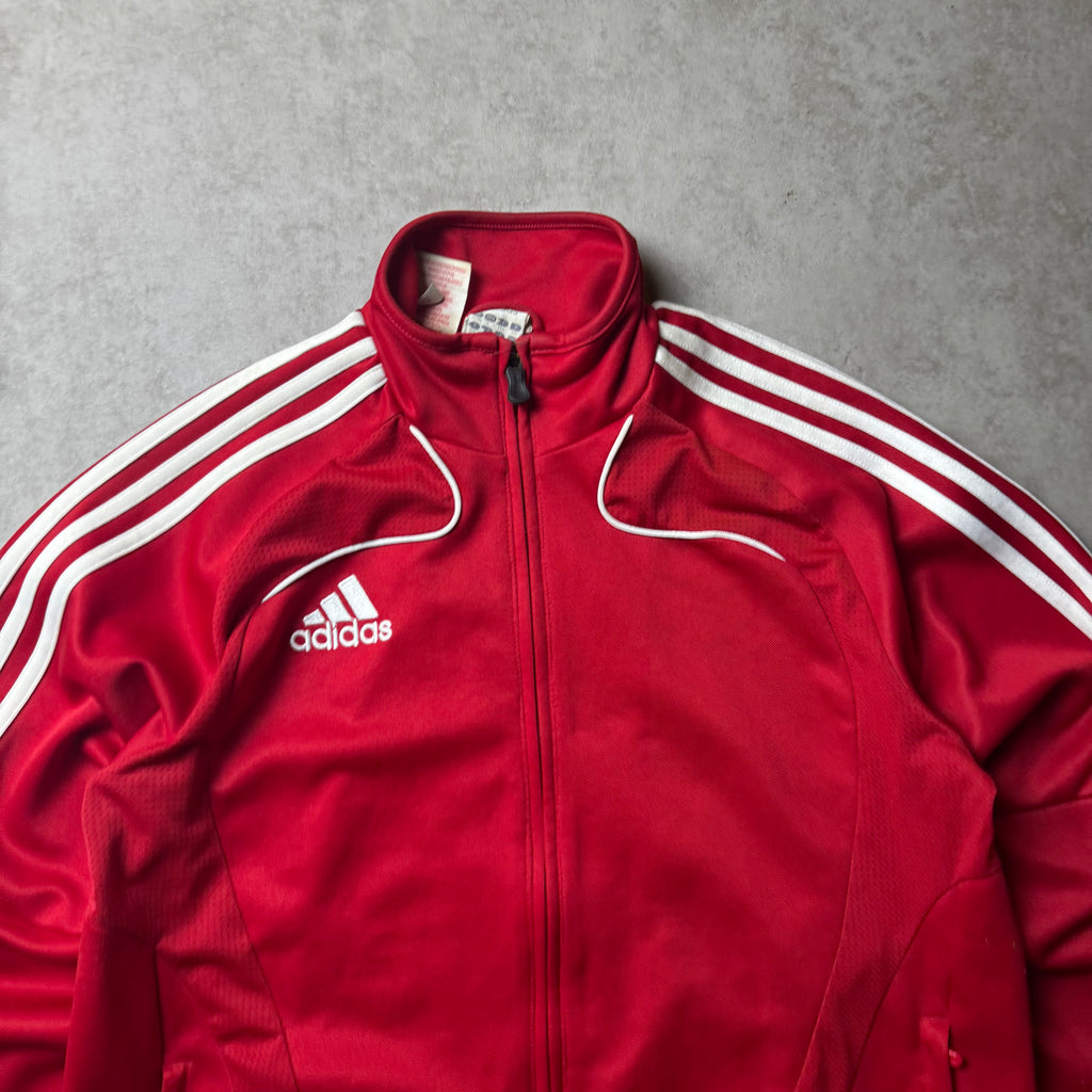 Red Adidas Zip Up Hoodie - L