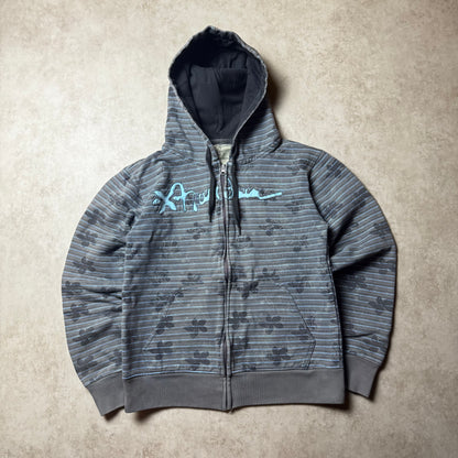 Gray Graphic Zip Up Hoodie - L