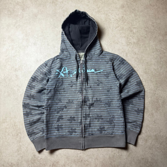 Gray Graphic Zip Up Hoodie - L