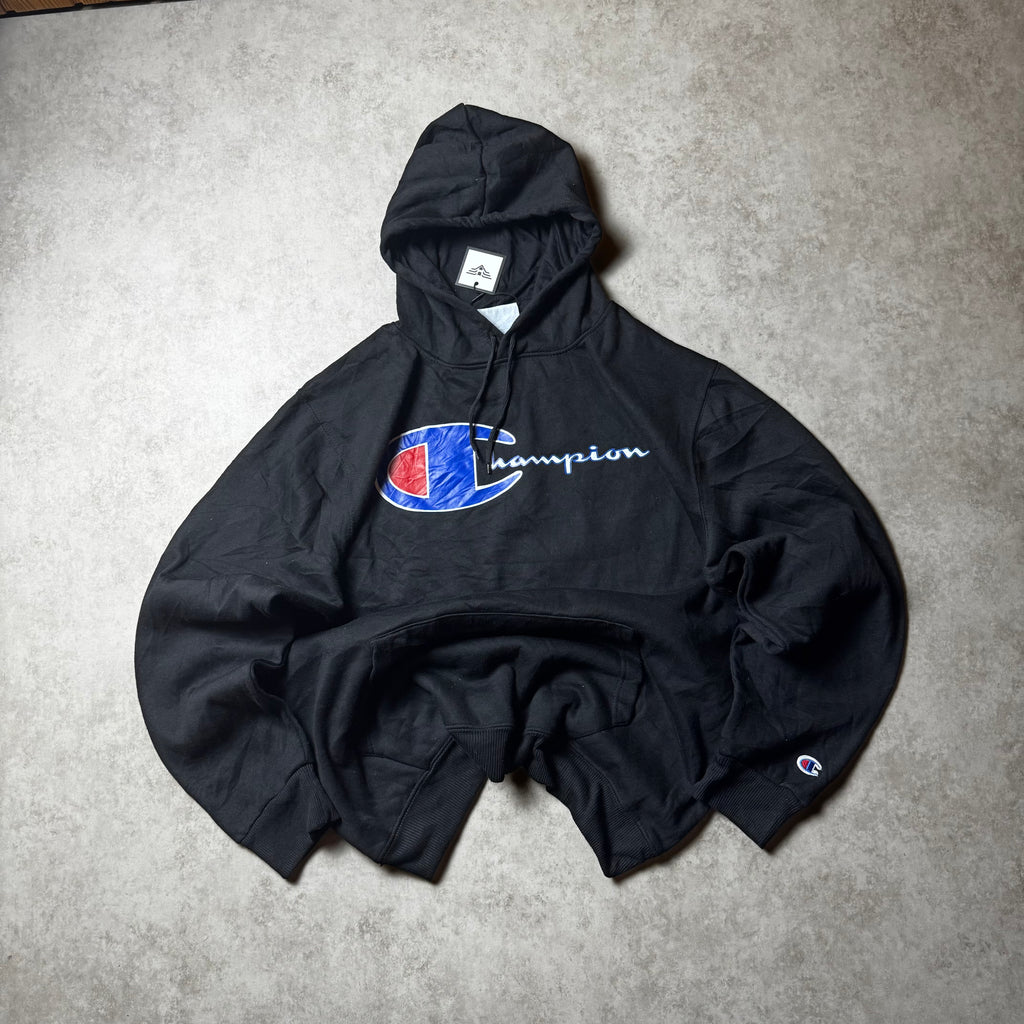 Black Champion Print Hoodie - Size XXL