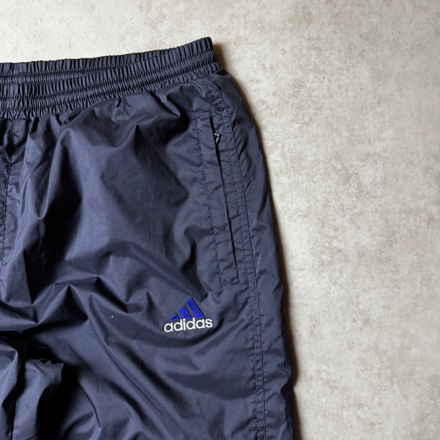 Black and Blue Adidas Vintage Trackpants - L