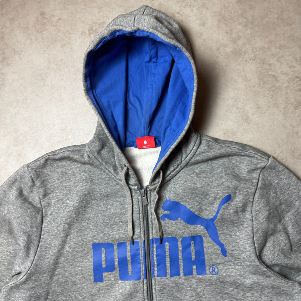 Gray Puma Vintage Zip Up Hoodie - L