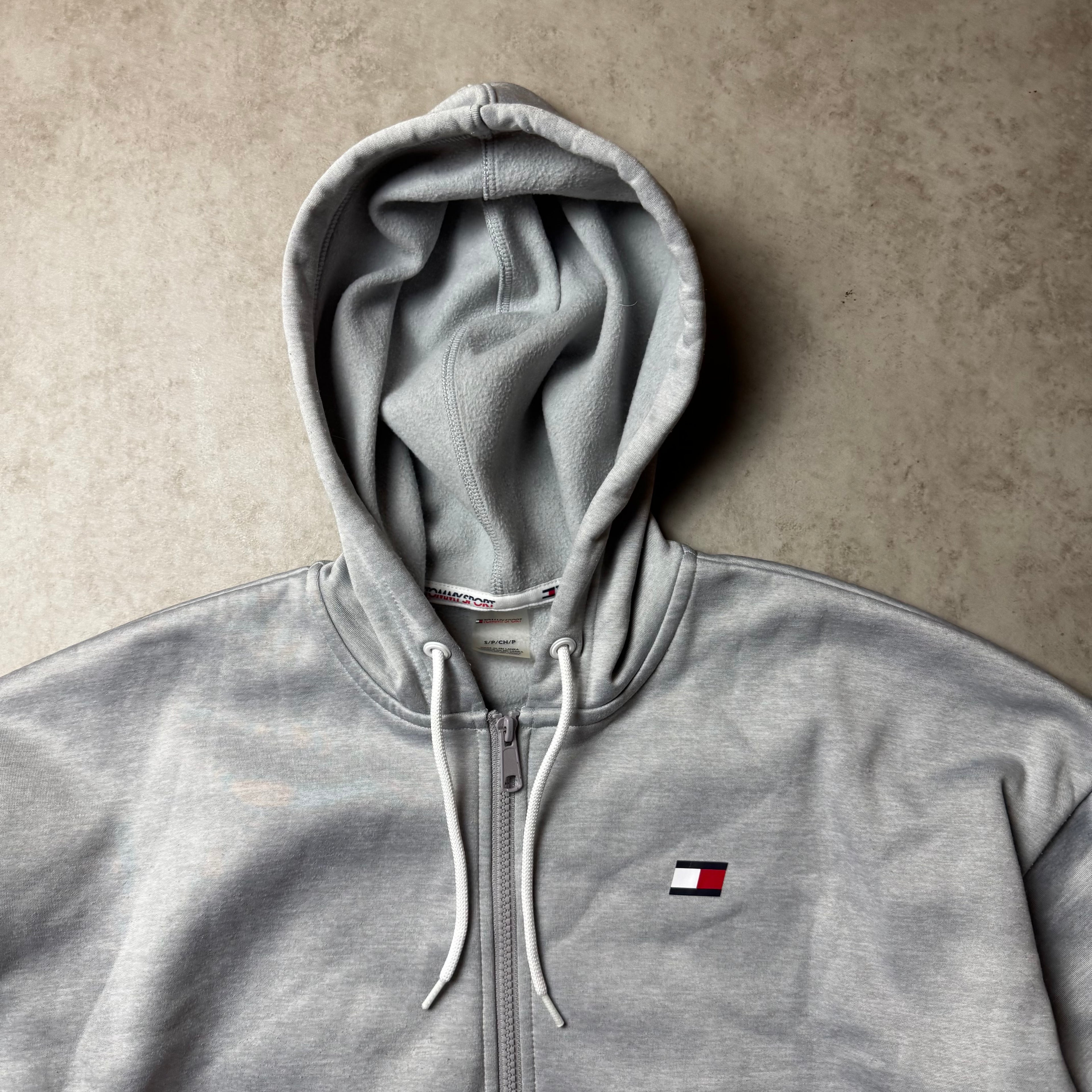 Gray Zip Up Tommy Sport Hoodie - S