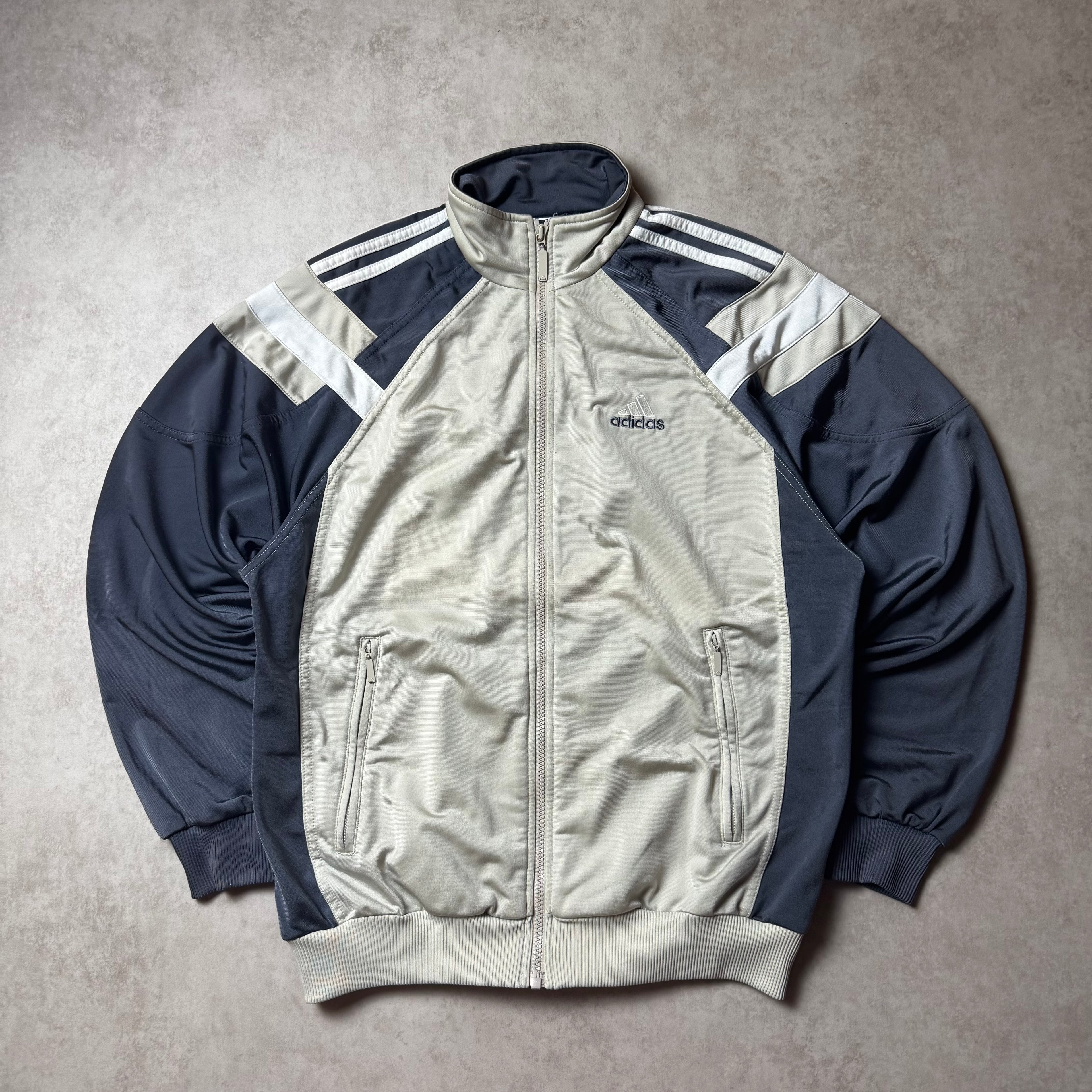 Gray Vintage Adidas Zip Up Hoodie - M