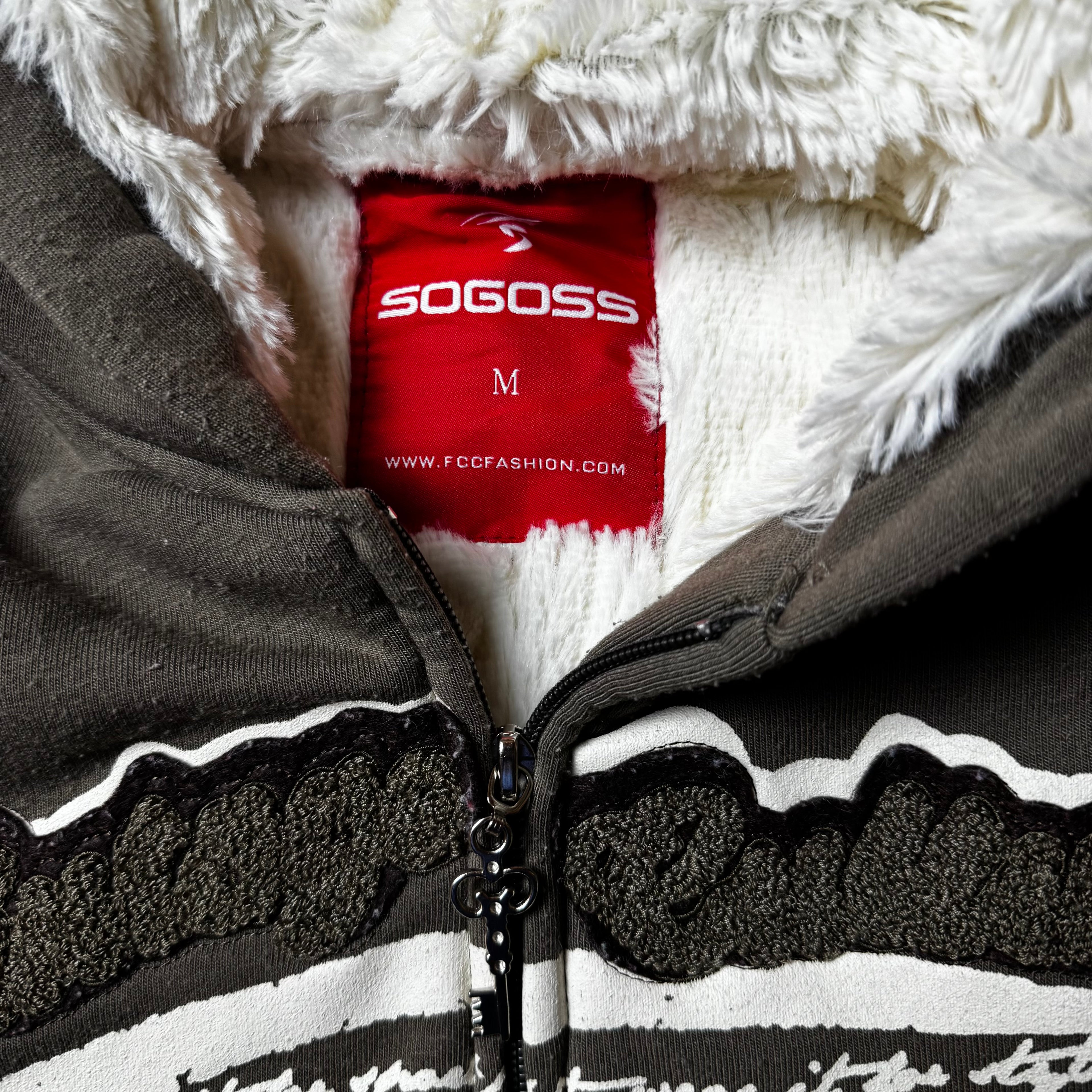 Brown Sogoss Zip Up Hoodie - M