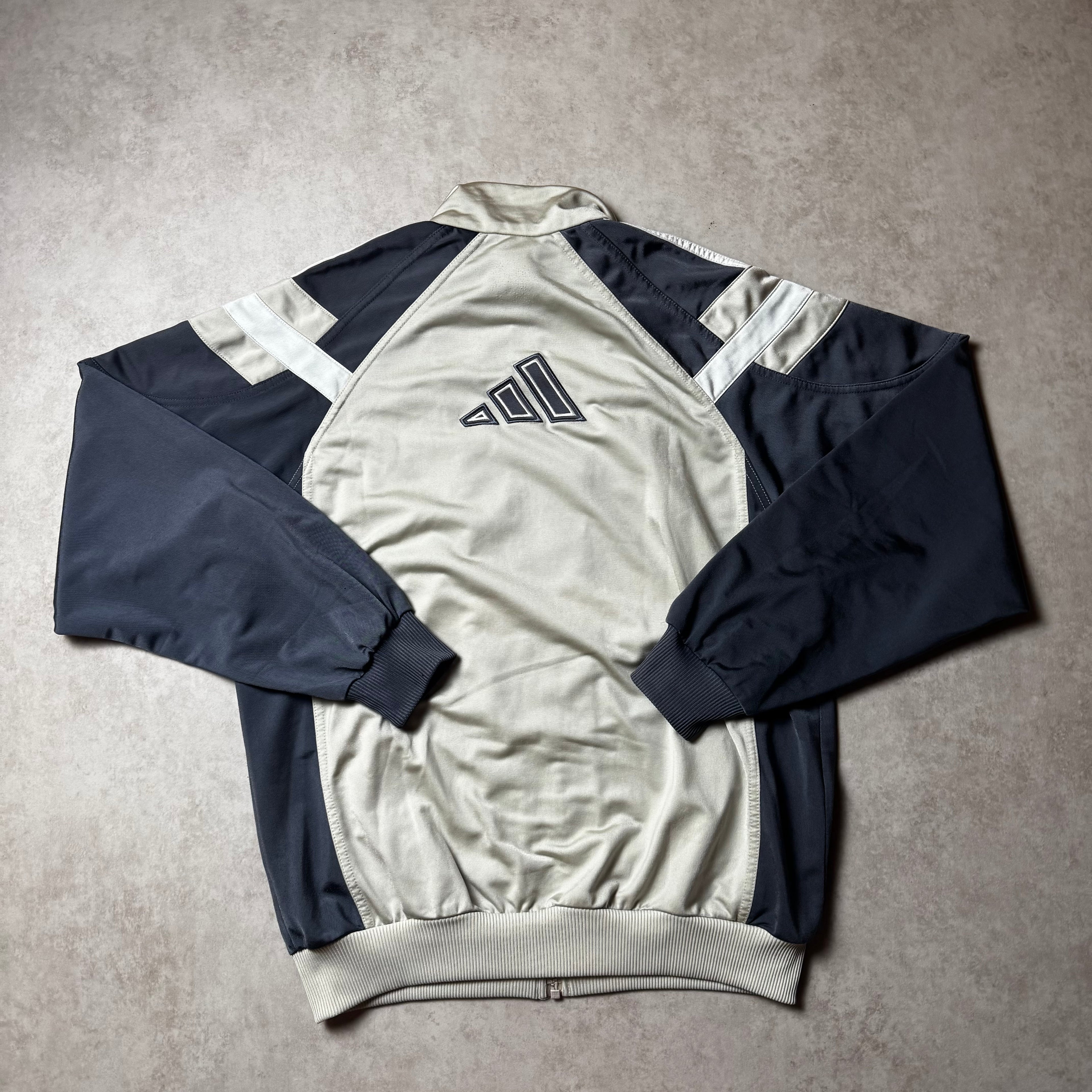 Gray Vintage Adidas Zip Up Hoodie - M