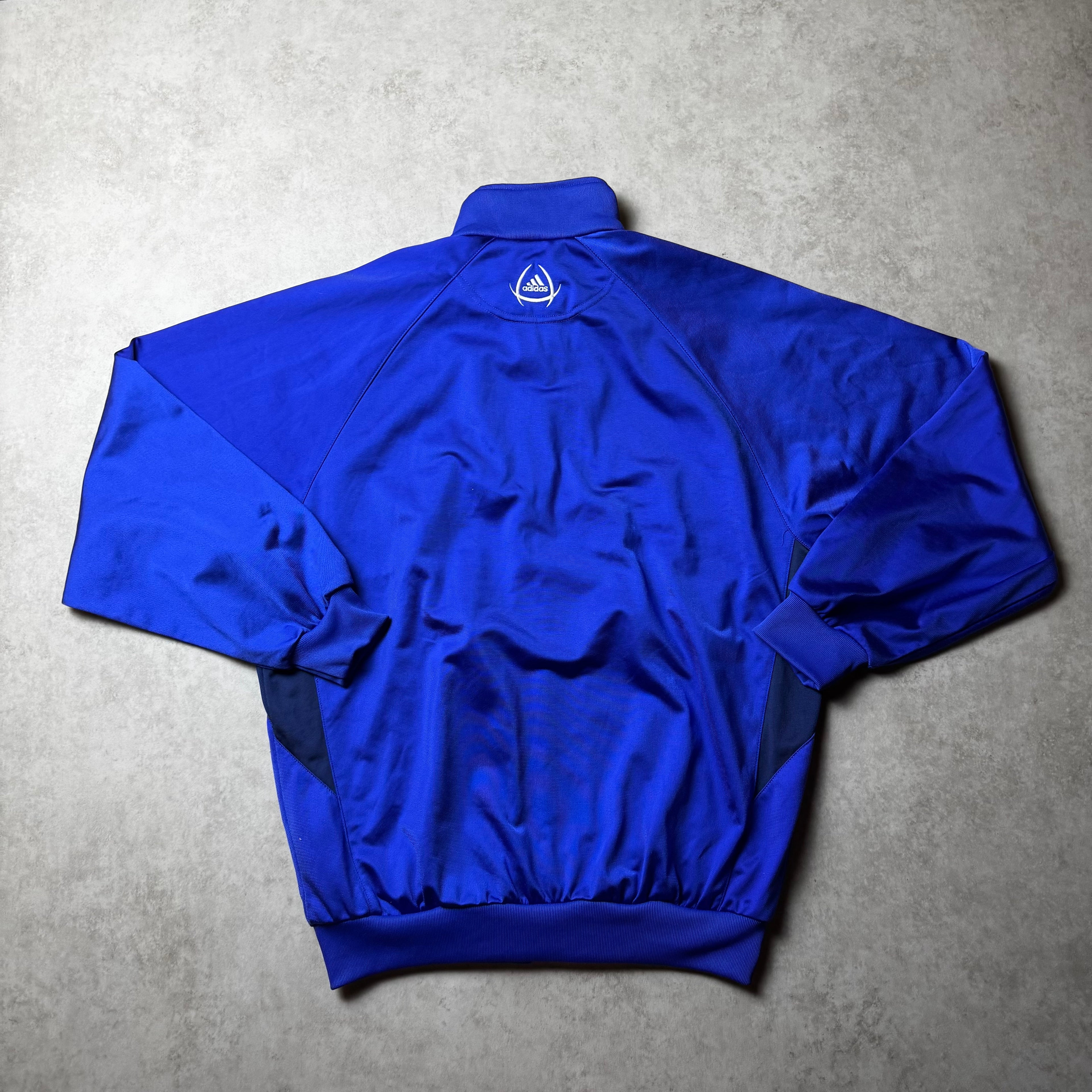 Blue Vintage Zip Up Adidas Hoodie - S