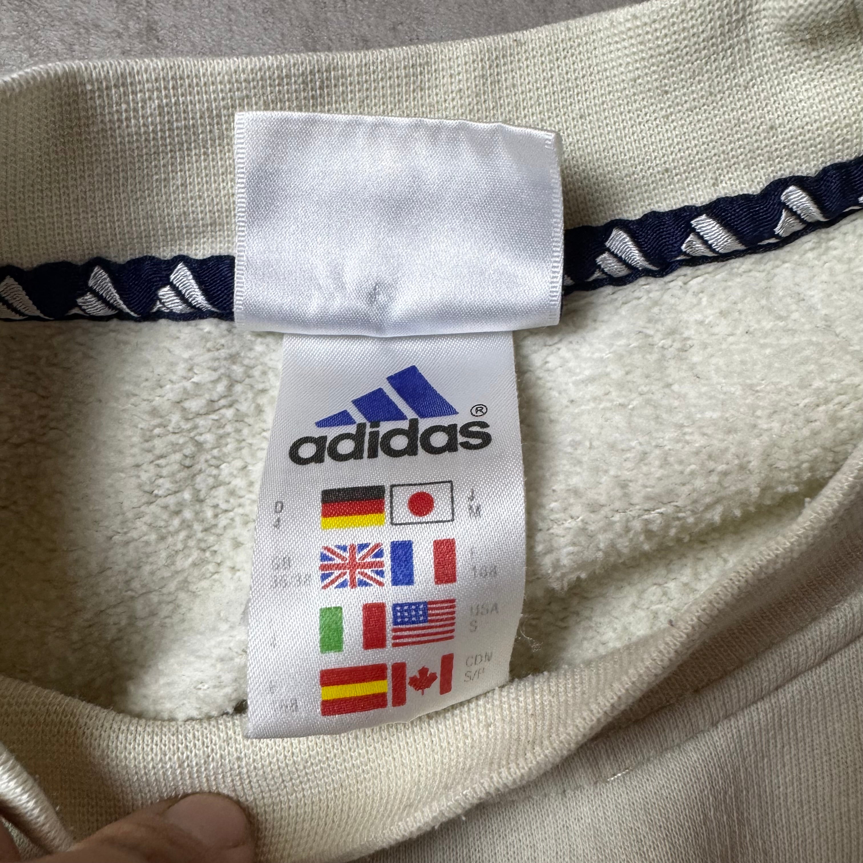 White Vintage Adidas Sweatshirt - S