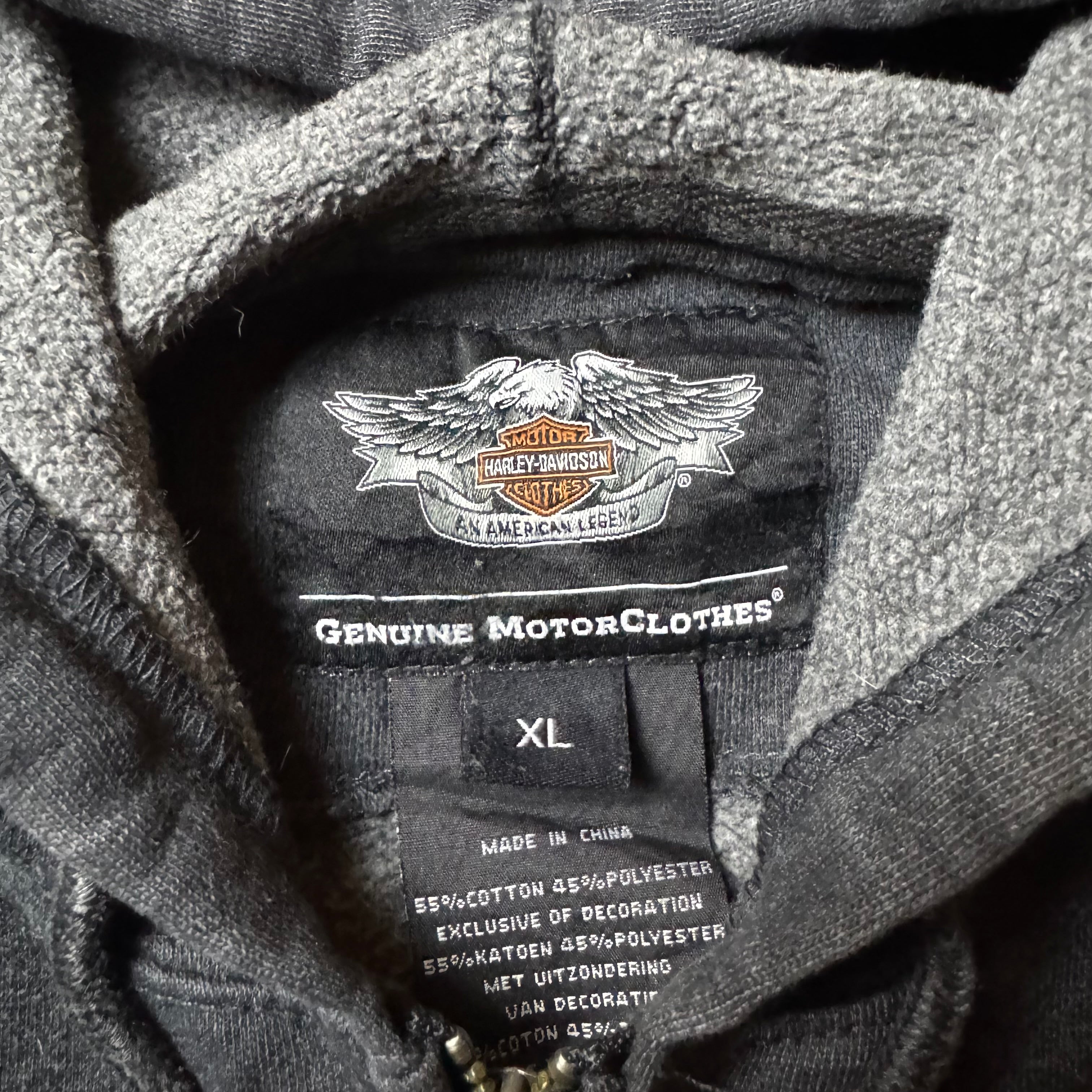 Black Harley Davidson Zip Up Hoodie - Size XL