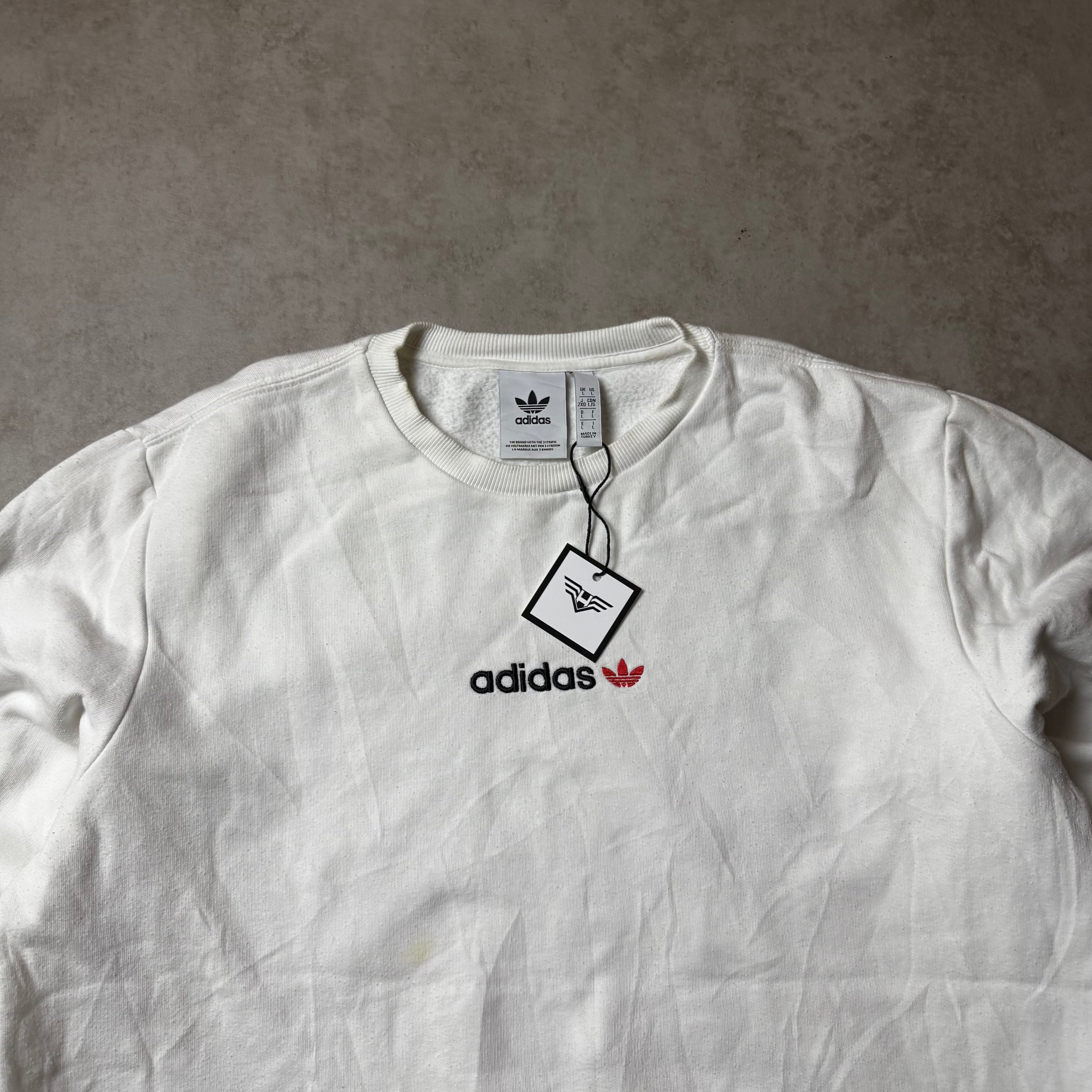 White Adidas Sweatshirt - L