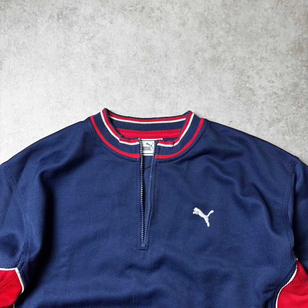 Navy Puma Vintage Quarter Zip - M