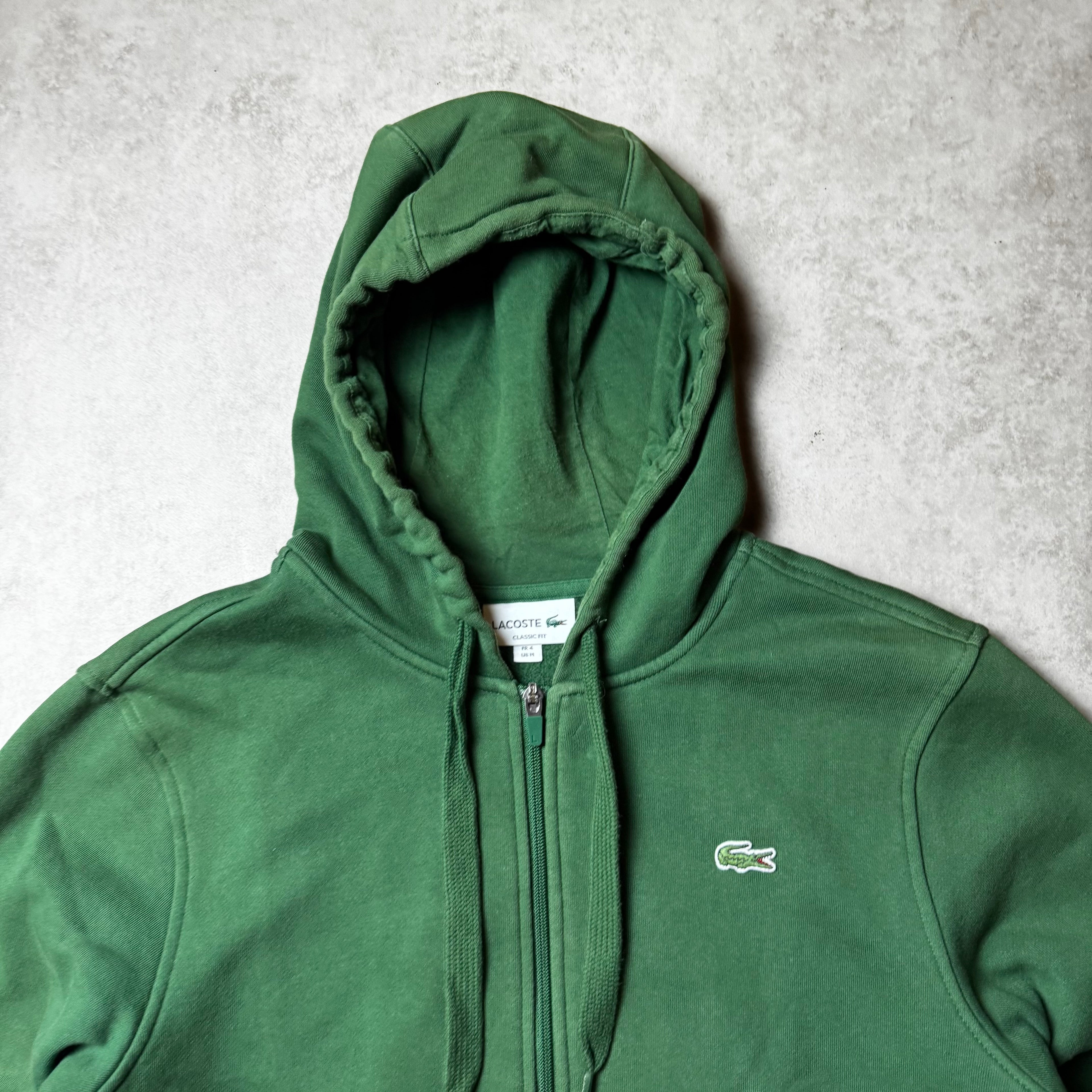 Dark Green Lacoste Zip Up Hoodie - M