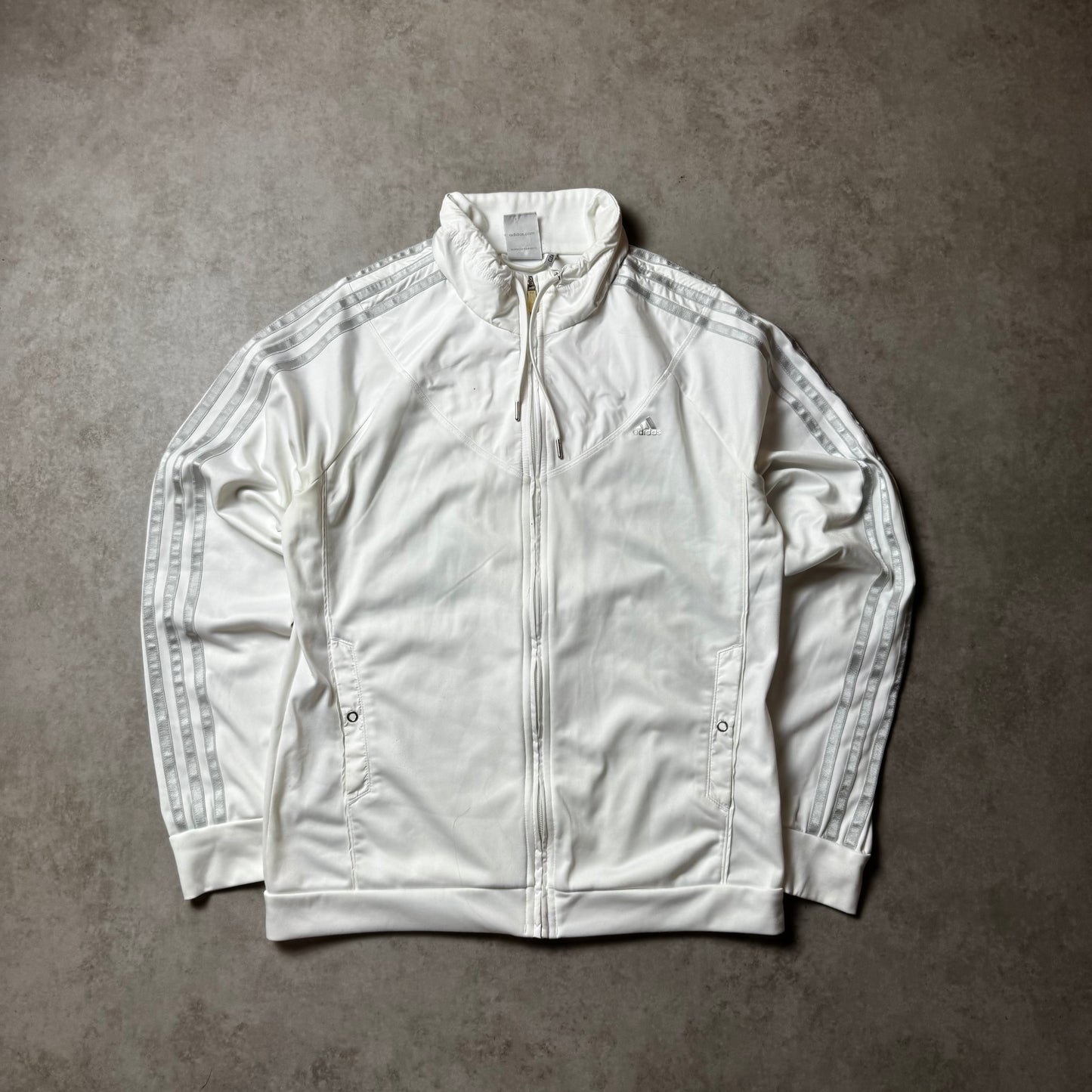 White Adidas Zip Up Hoodie - S