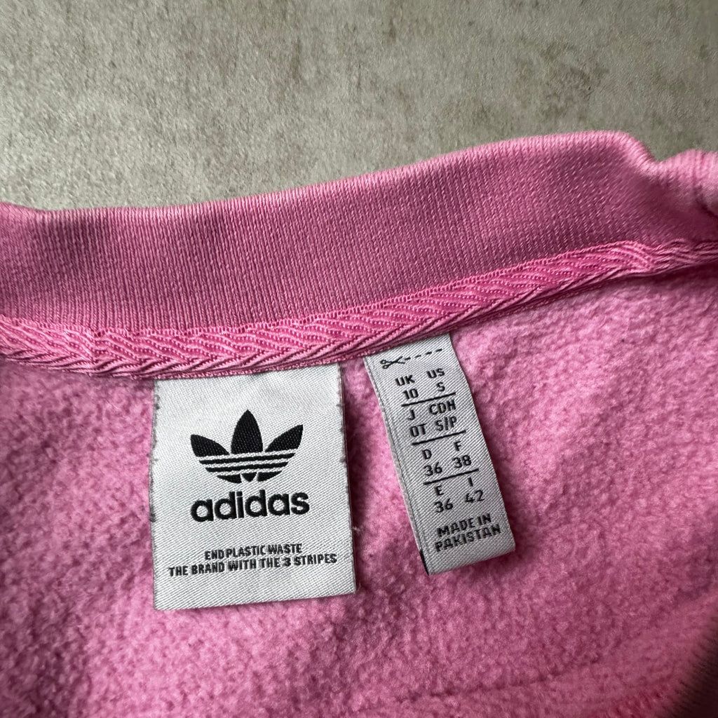 Pink Adidas Cropped Sweatshirt - S