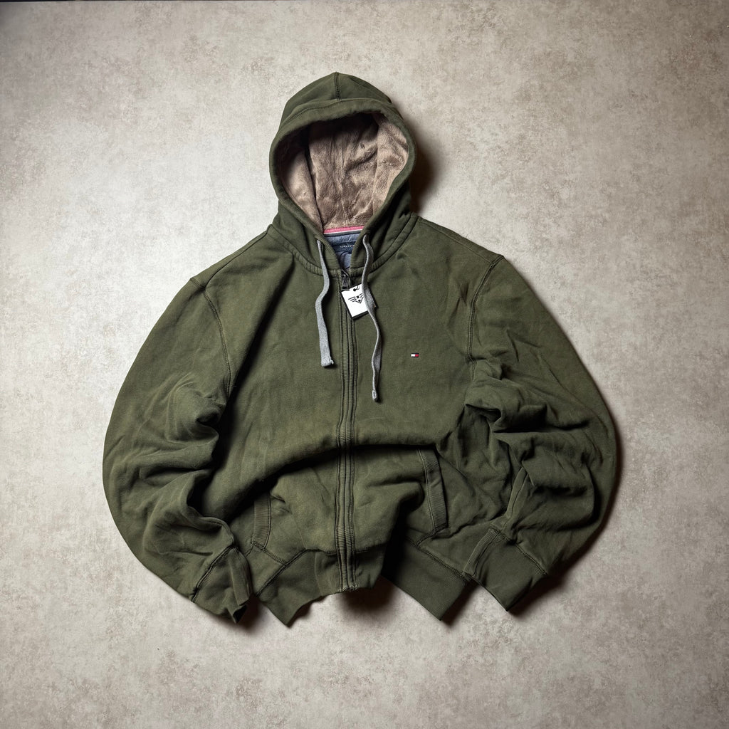 Dark Green Tommy Hilfiger Fur Hoodie - Size XL