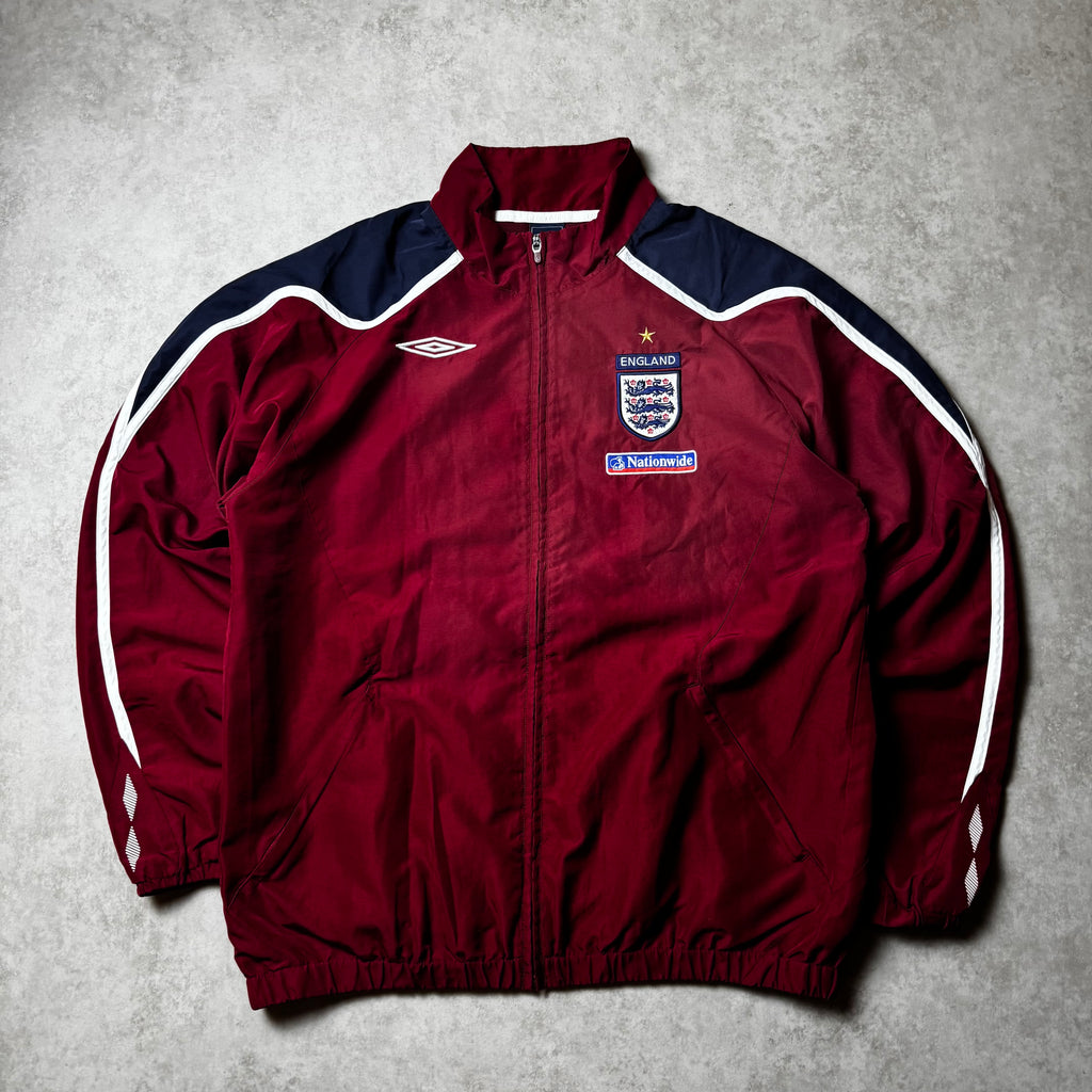 Red Vintage Umbro England Windbreaker - L