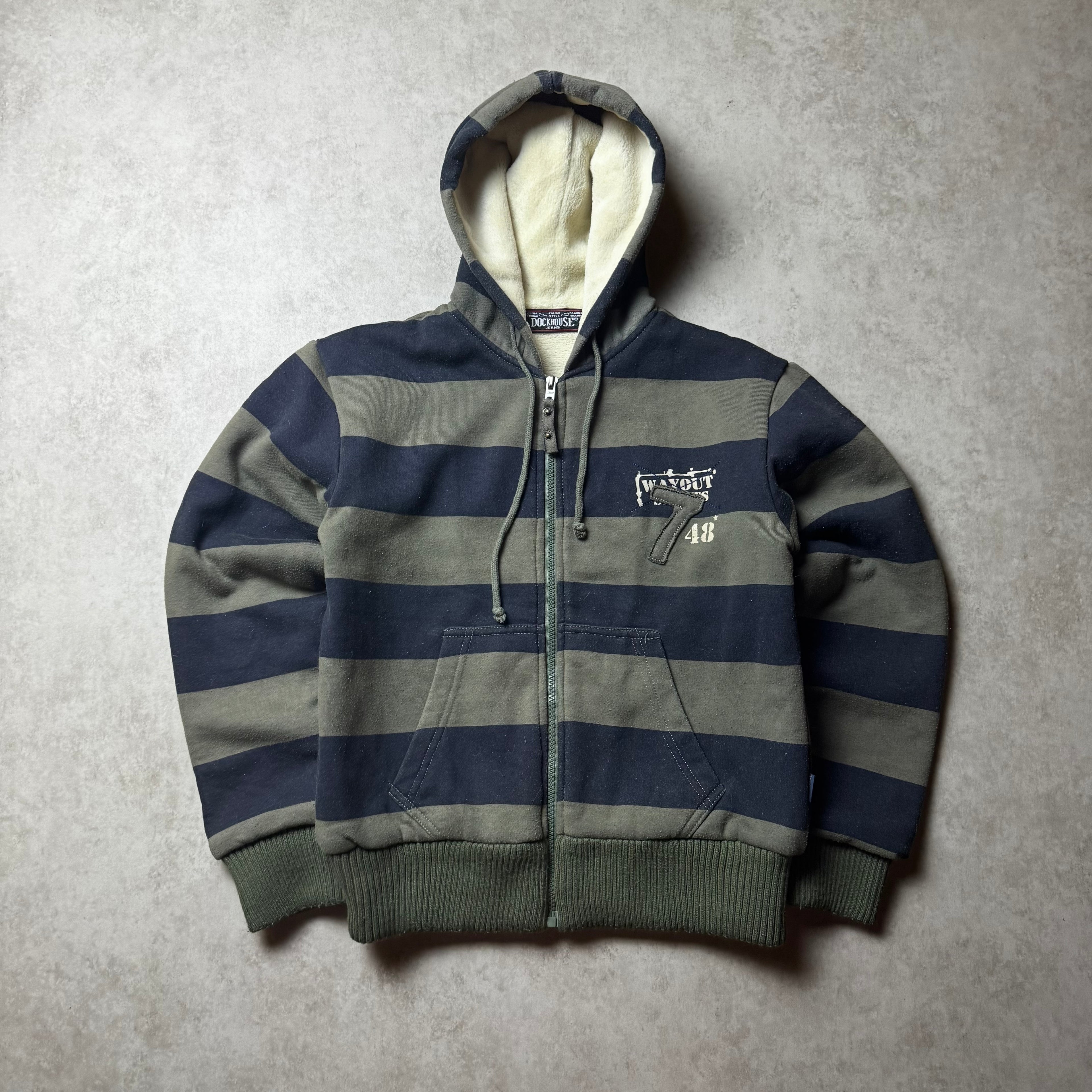 Green and Navy Clockhouse Zip Up Hoodie - S