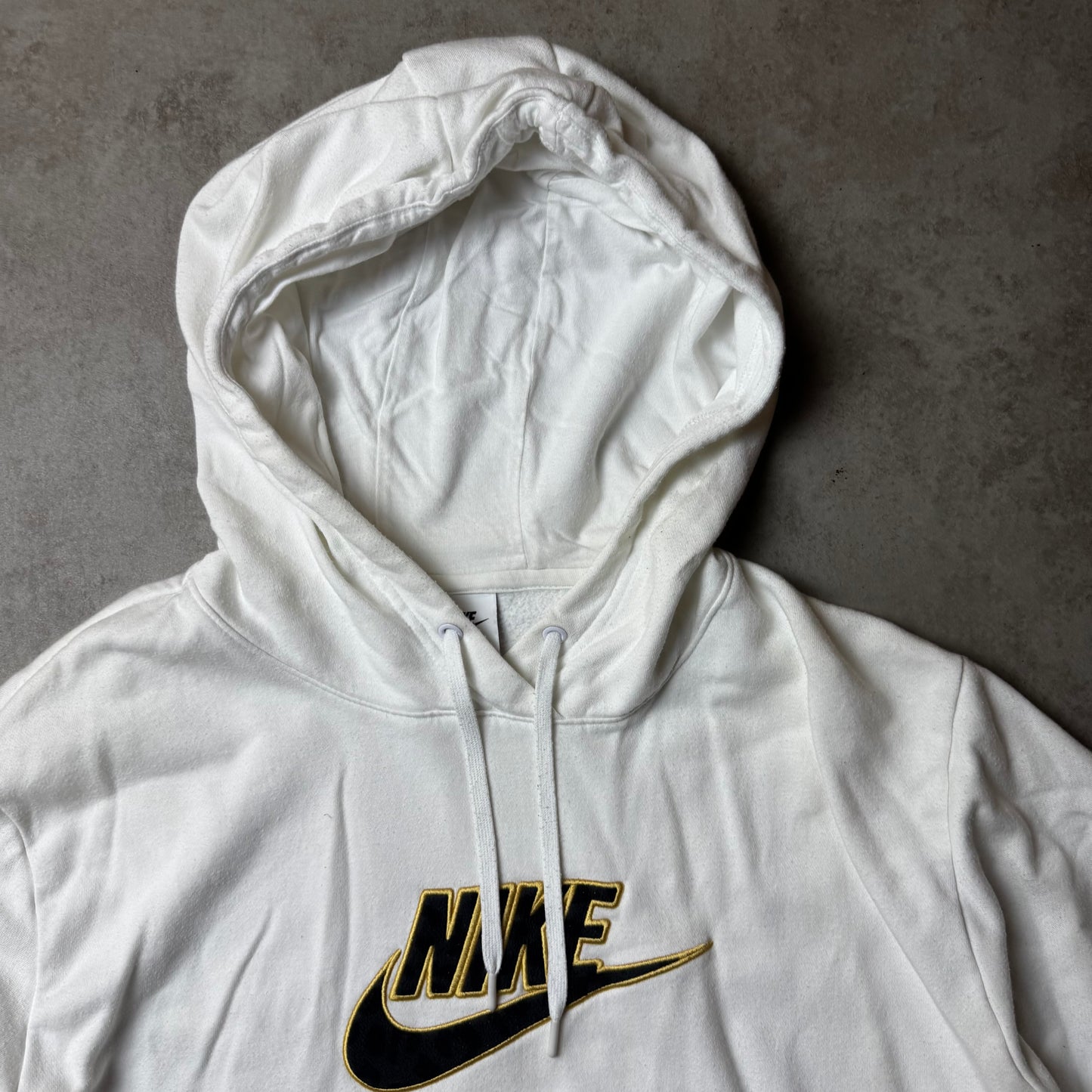 White Nike Spellout Hoodie - L