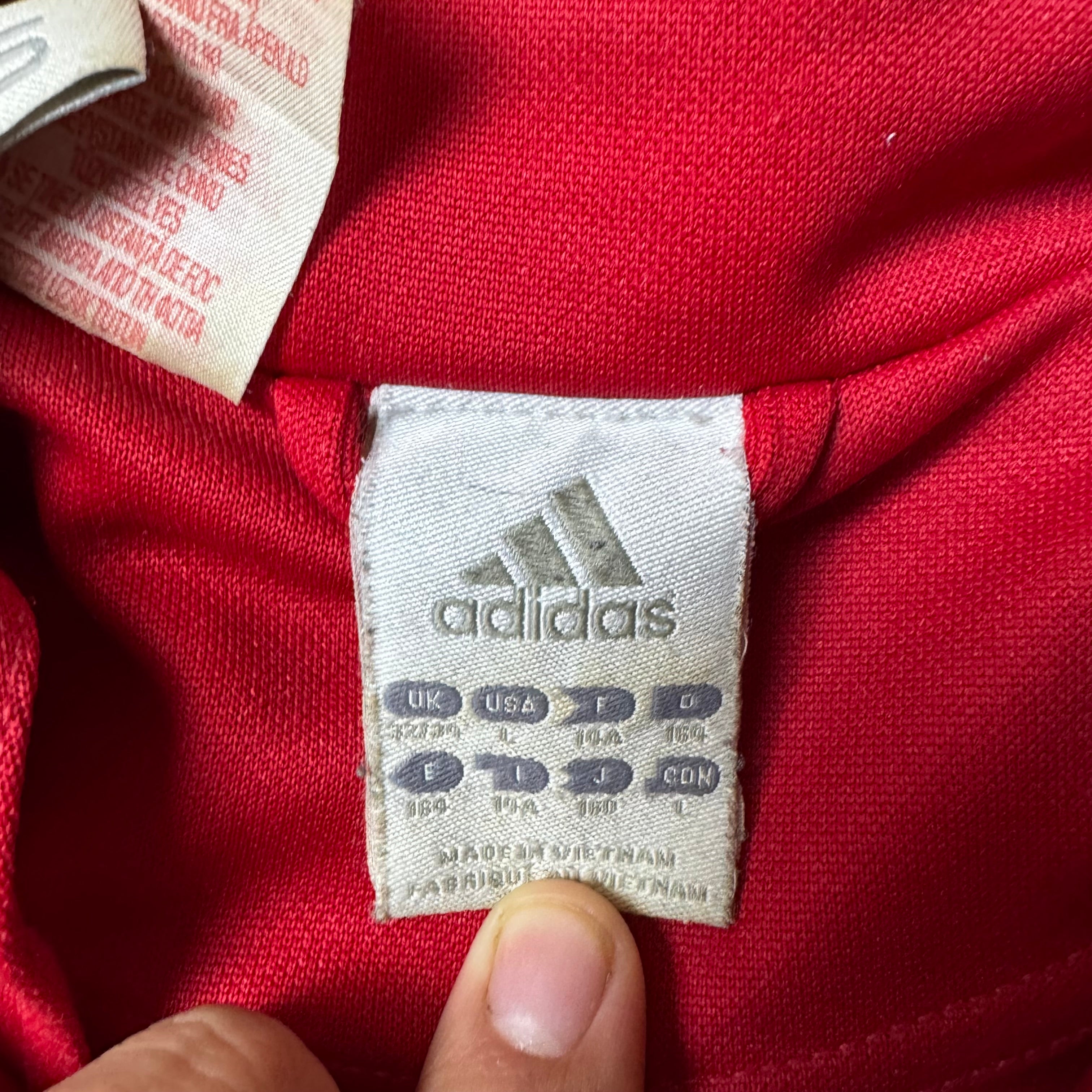 Red Adidas Vintage Zip Up Hoodie - L