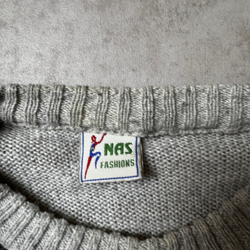 Gray Vintage Cropped Sweater - L